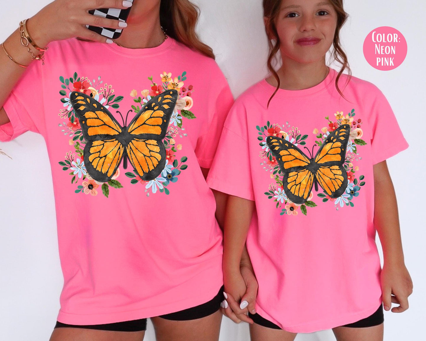 Comfort Colors® Mama Mini Floral Butterfly Shirt, Matching Mommy and Me Butterfly Tees, Mother Daughter Shirts, Mothers Day Gift
