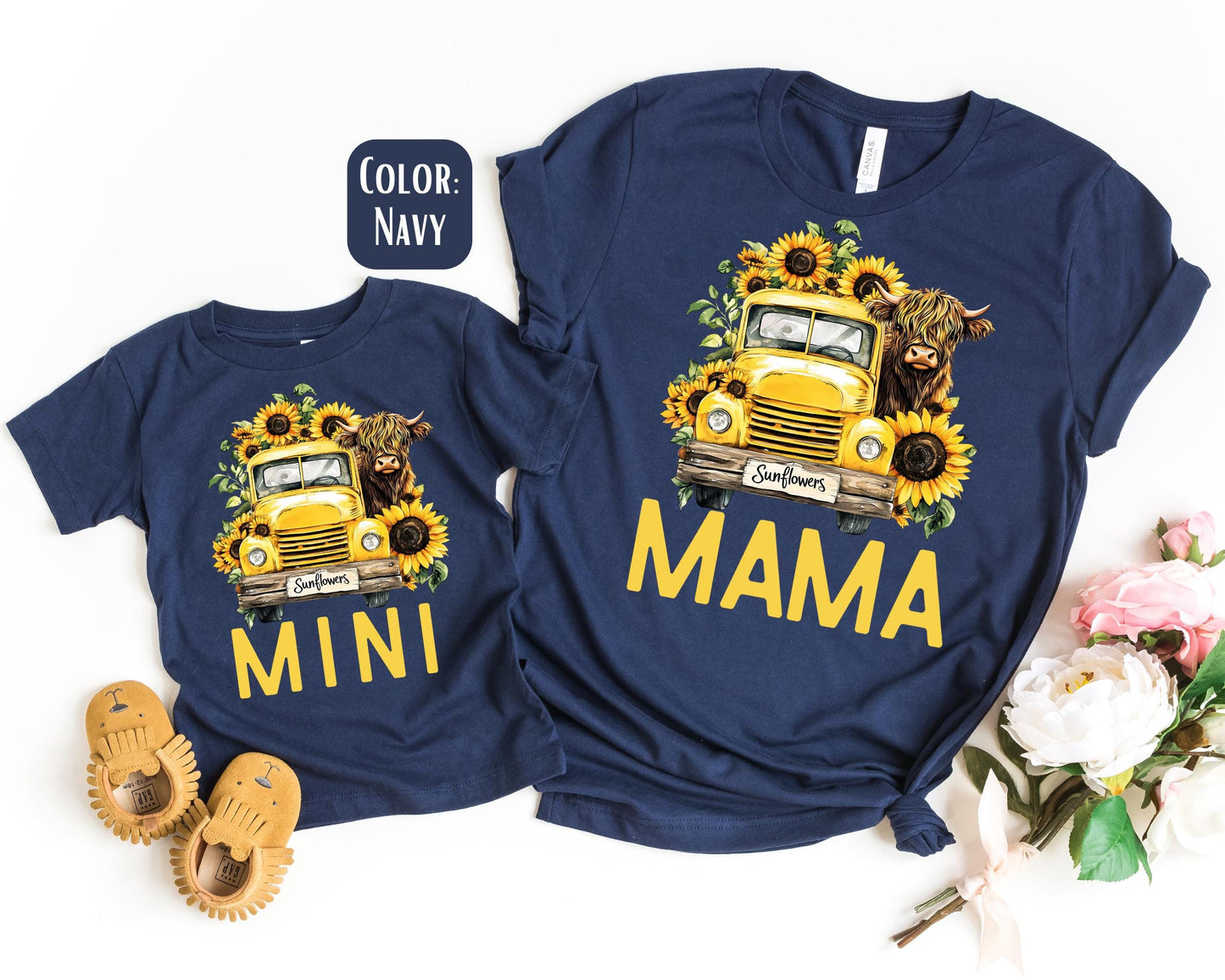 Mama Mini Sunflower Shirt, Mother's Day Gift, Matching Mommy and Me Sunflower Tee, Mother Daughter Shirts, Mama Mini Outfit