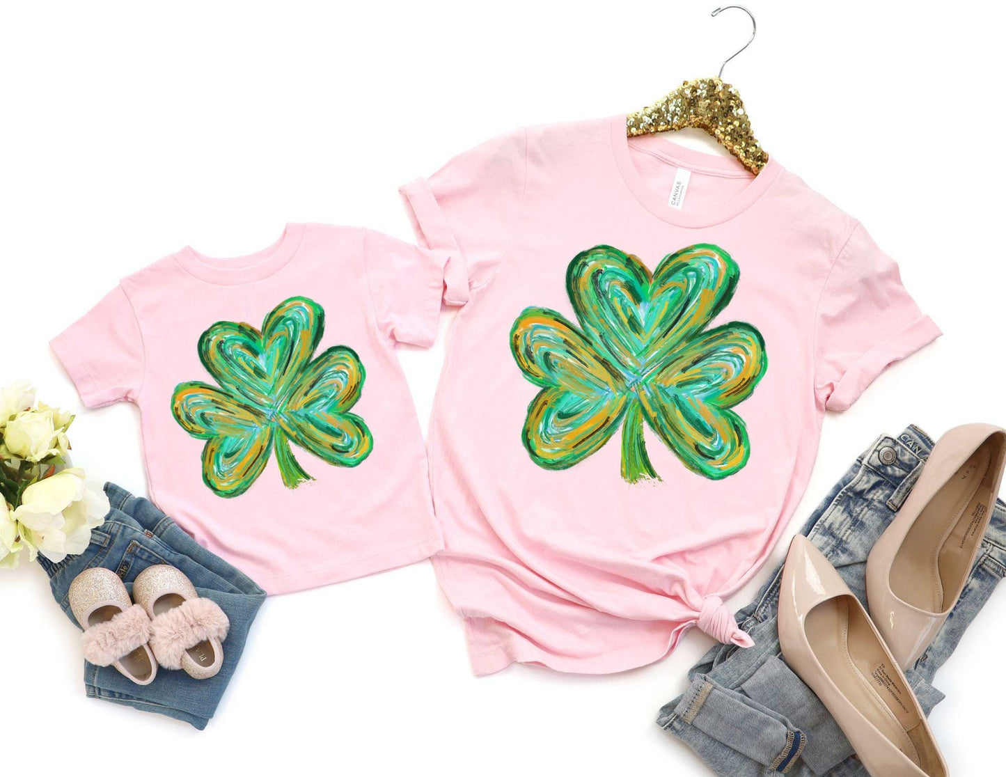 Colorful Clover Shirt, Clover Mommy and Me Matching St Patricks Shirts Mama and Mini Shirts Family Shirts for St Patricks Day