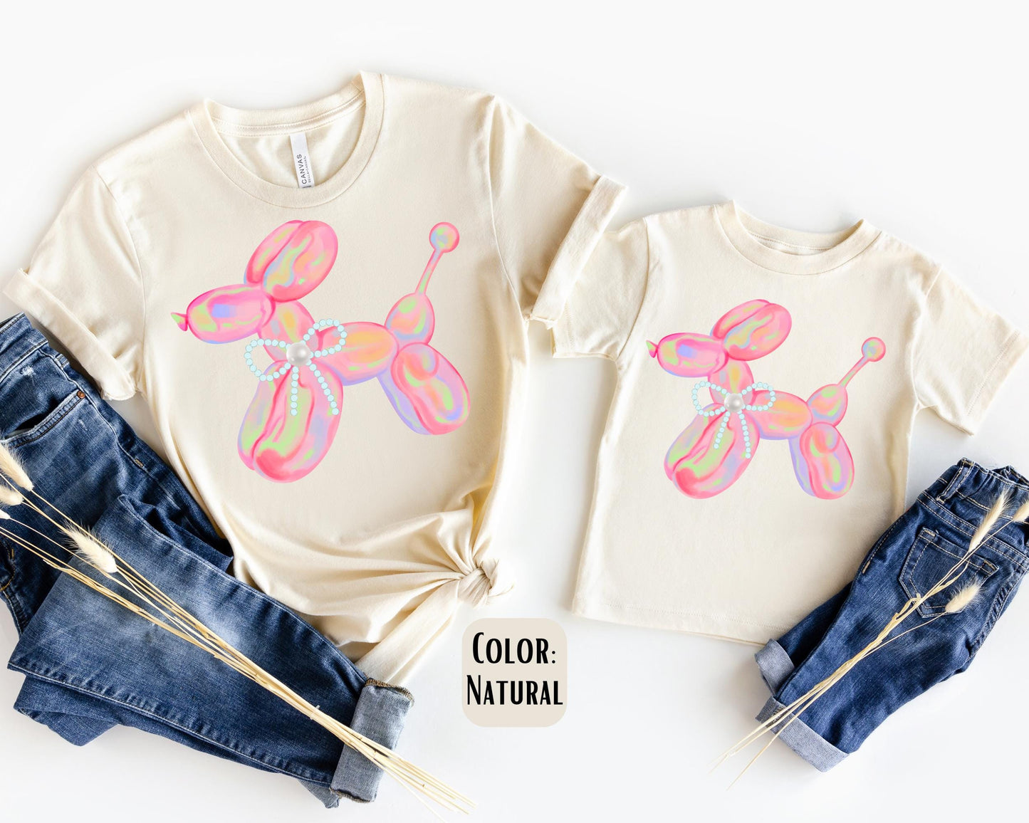 Mama Mini Preppy Balloon Shirt, Mother's Day Gift, Matching Mommy and Me Pink Dog Balloon Tee, Mother Daughter Shirts, Mama Mini Outfit