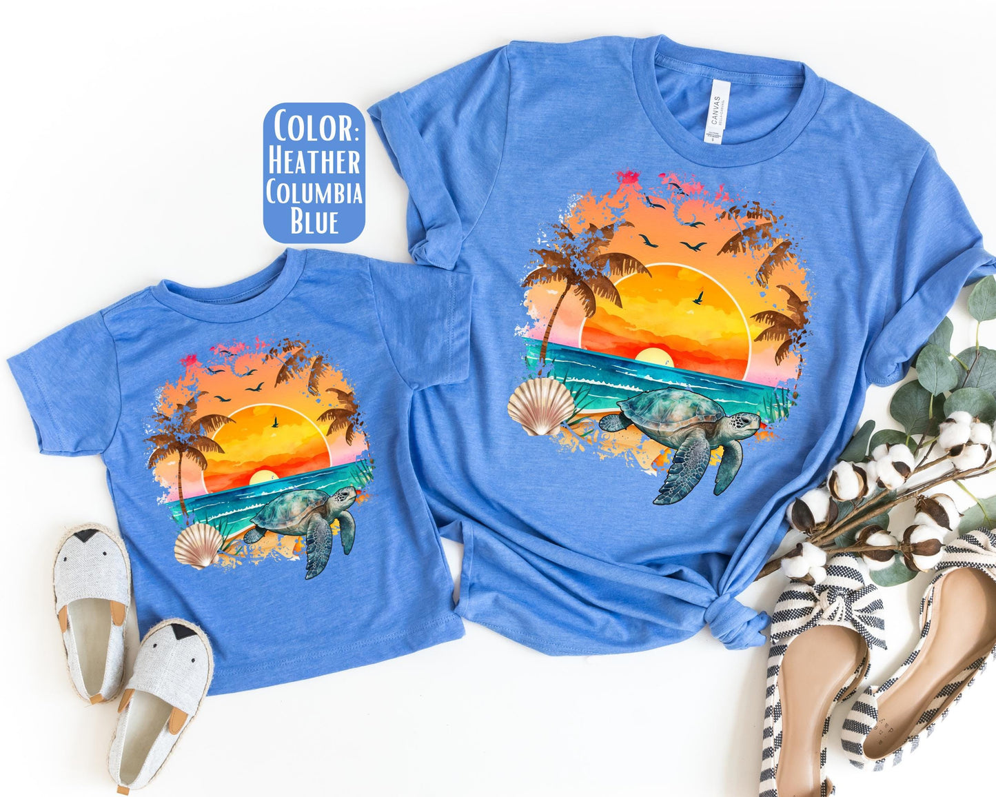 Sea Turtle Mama and Mini Shirts, Beach Mommy and Me tshirts, Beach Vacation Shirts, Mama Mini Set, Mama Mini Outfit, Mother's Day