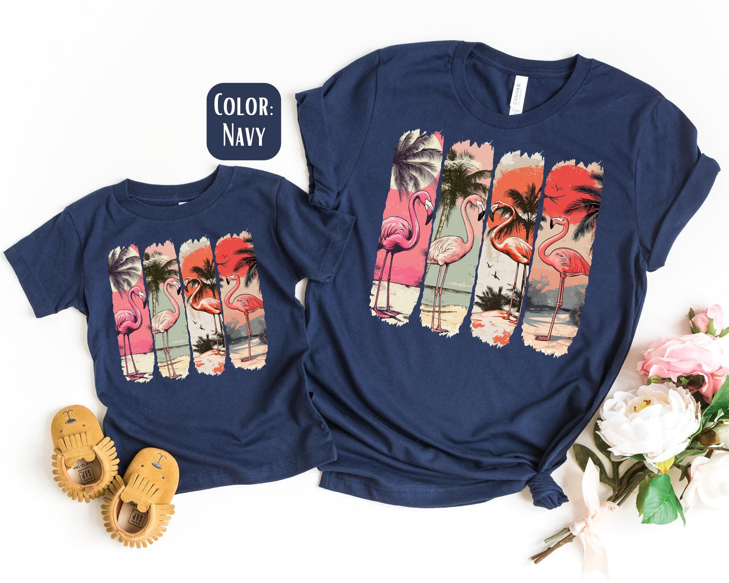 Mama Mini Pink Flamingo Shirt, Mother's Day Gift, Matching Mommy and Me Flamingo Tee, Mother Daughter Shirts, Mama Mini Outfit