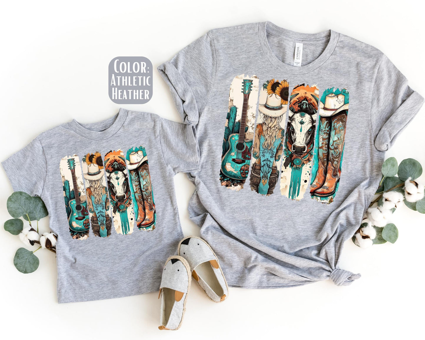 Mama Mini Turquoise Cowgirl Shirt, Mother's Day Gift, Matching Mommy and Me Western Tee, Mother Daughter Shirts, Mama Mini Outfit