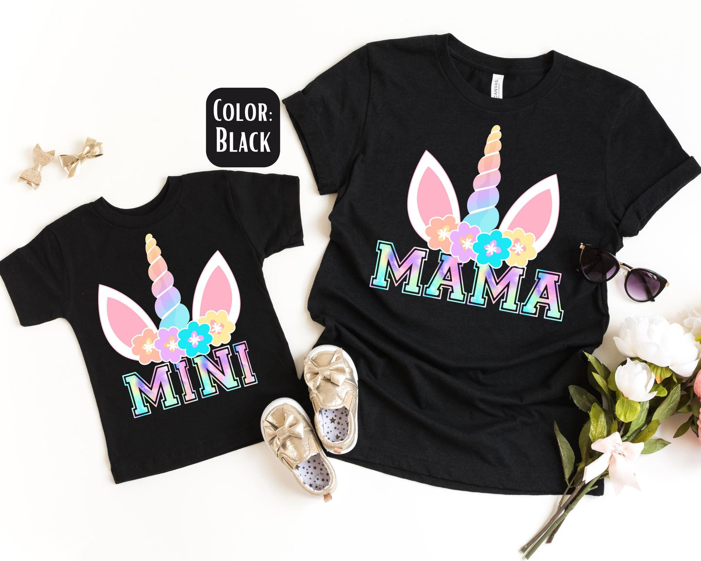 Mama Mini Rainbow Unicorn Shirt, Mother's Day Gift, Matching Mommy and Me Unicorn Tee, Mother Daughter Shirts, Mama Mini Outfit