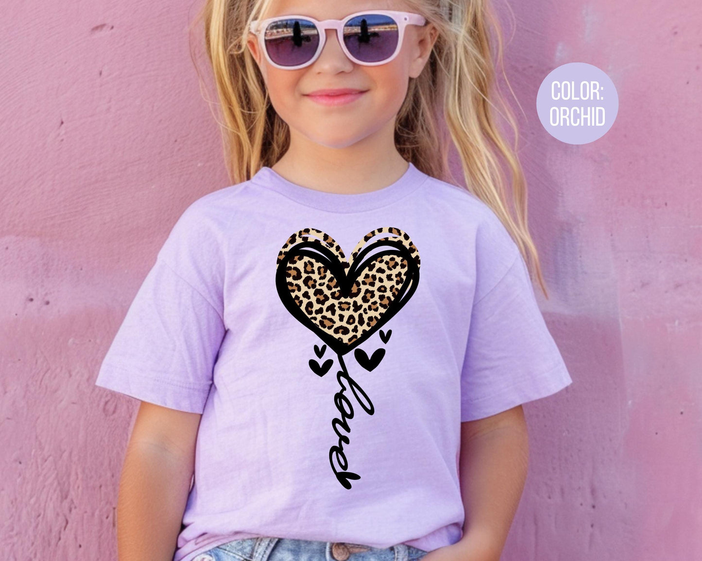 Comfort Colors® Leopard Heart Love Shirt, Mommy and Me Leopard Heart Tee, Mom and Daughter Shirts, Girly Heart Shirts