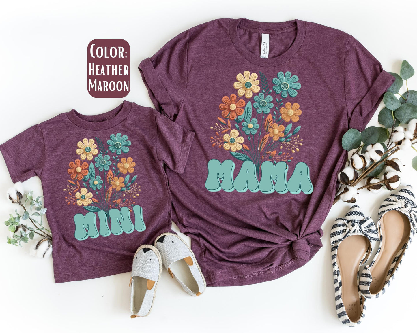 Mama Mini Floral Shirt, Mother's Day Gift, Matching Mommy and Me Floral Tee, Mother Daughter Shirts, Mama Mini Outfit