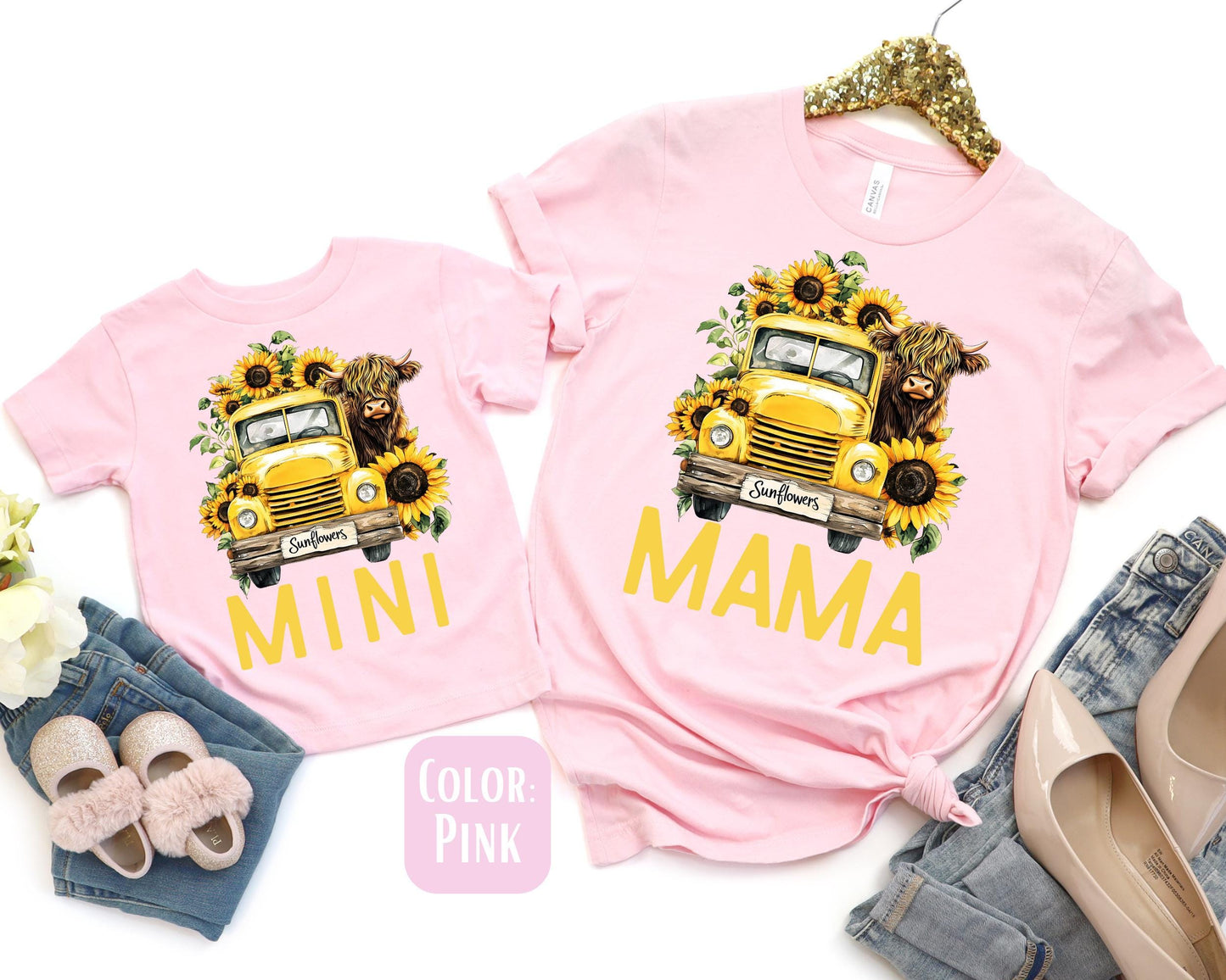Mama Mini Sunflower Shirt, Mother's Day Gift, Matching Mommy and Me Sunflower Tee, Mother Daughter Shirts, Mama Mini Outfit