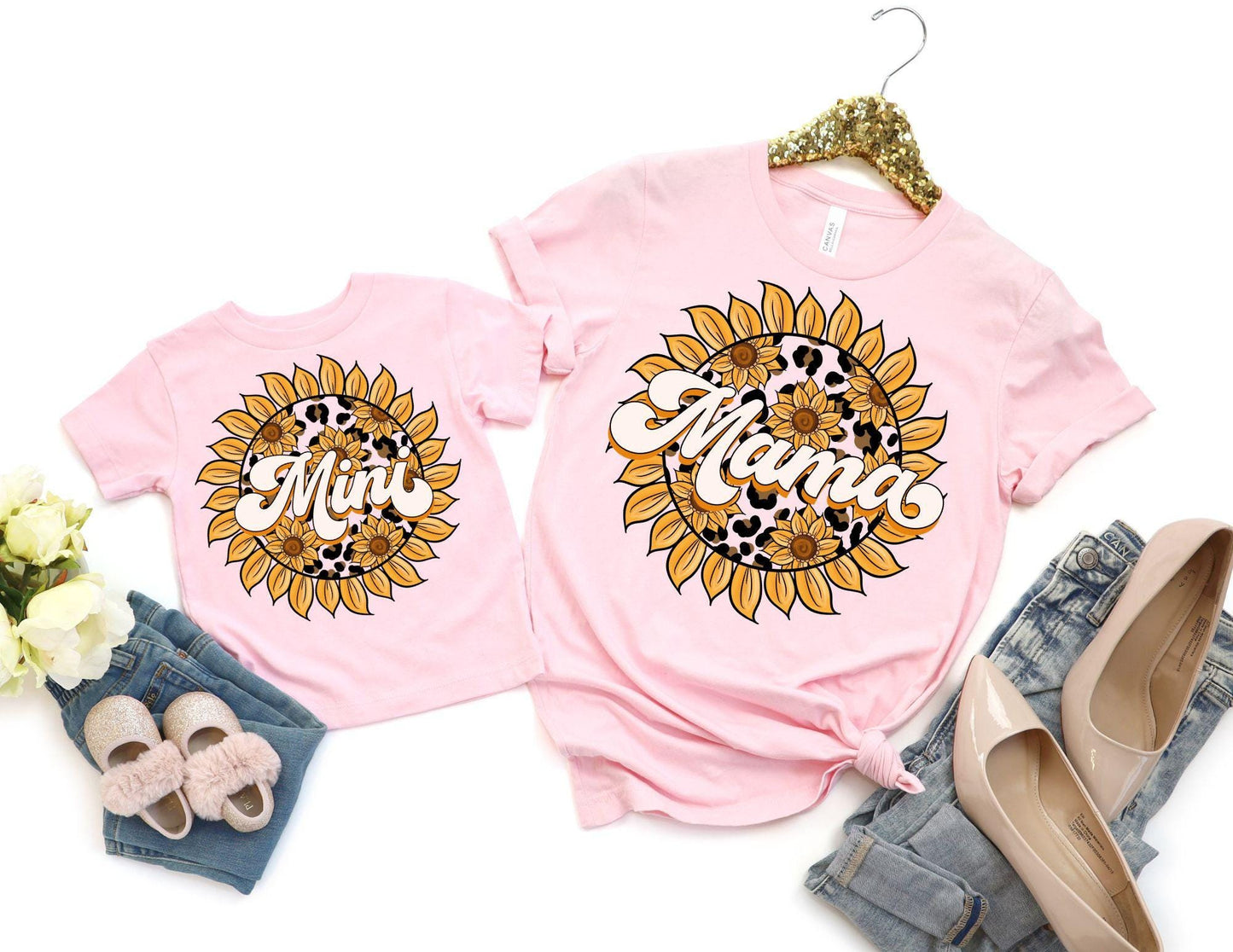 Mama Mini Sunflower Shirt, Matching Mommy and Me Sunflower Tee, Mother Daughter Shirts, Mama Mini Set, Mama Mini Outfit