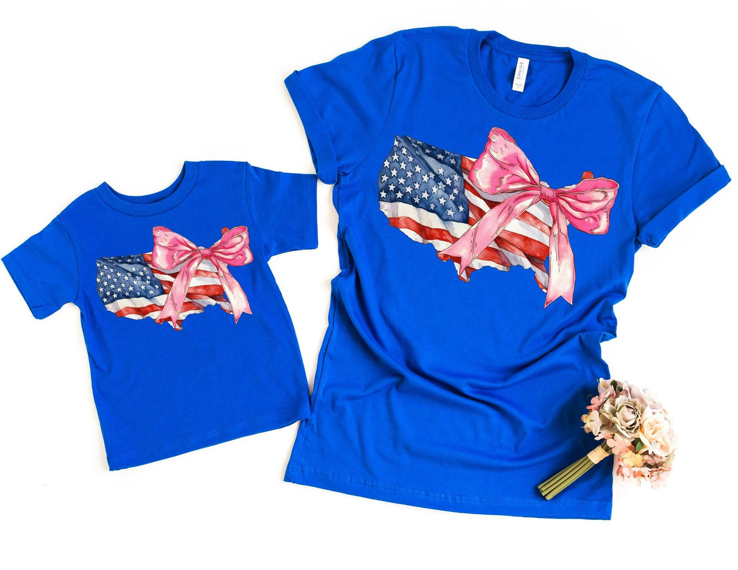 USA Bow Mommy and Me Shirts, Mom Daughter 4th of July Tees, Mommy and me 4th of July, Matching Mom and Baby, Gift for Her