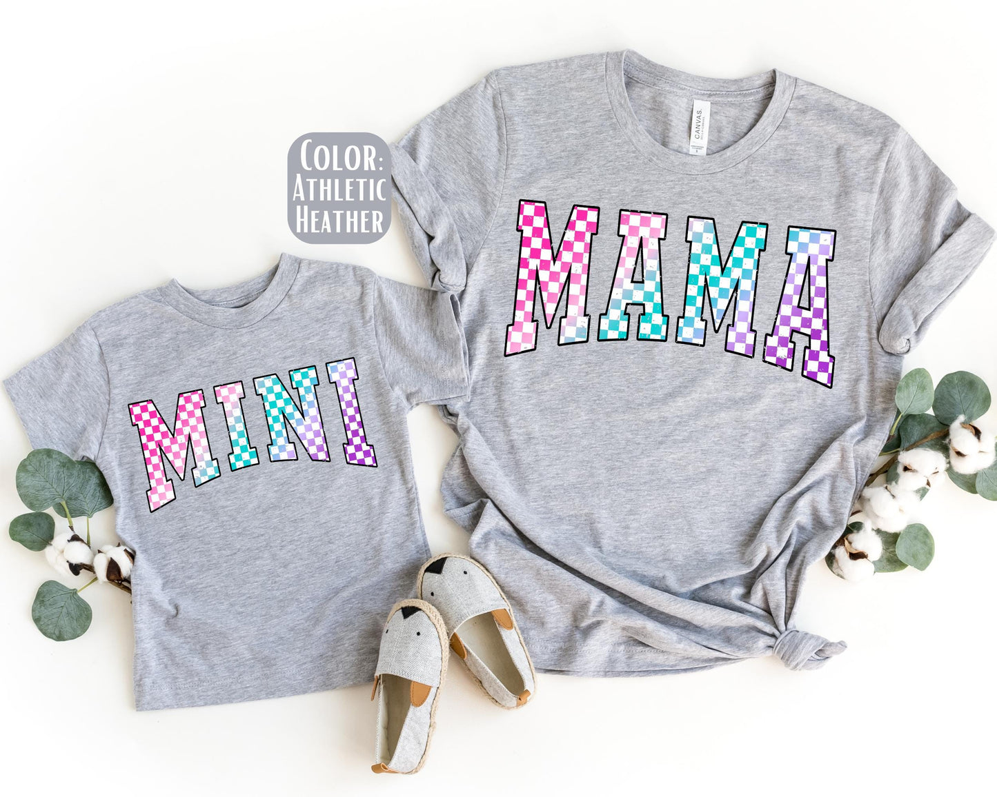 Mama Mini Checkered Shirt, Mother's Day Gift, Matching Mommy and Me Checkered Tee, Mother Daughter Shirts, Mama Mini Outfit