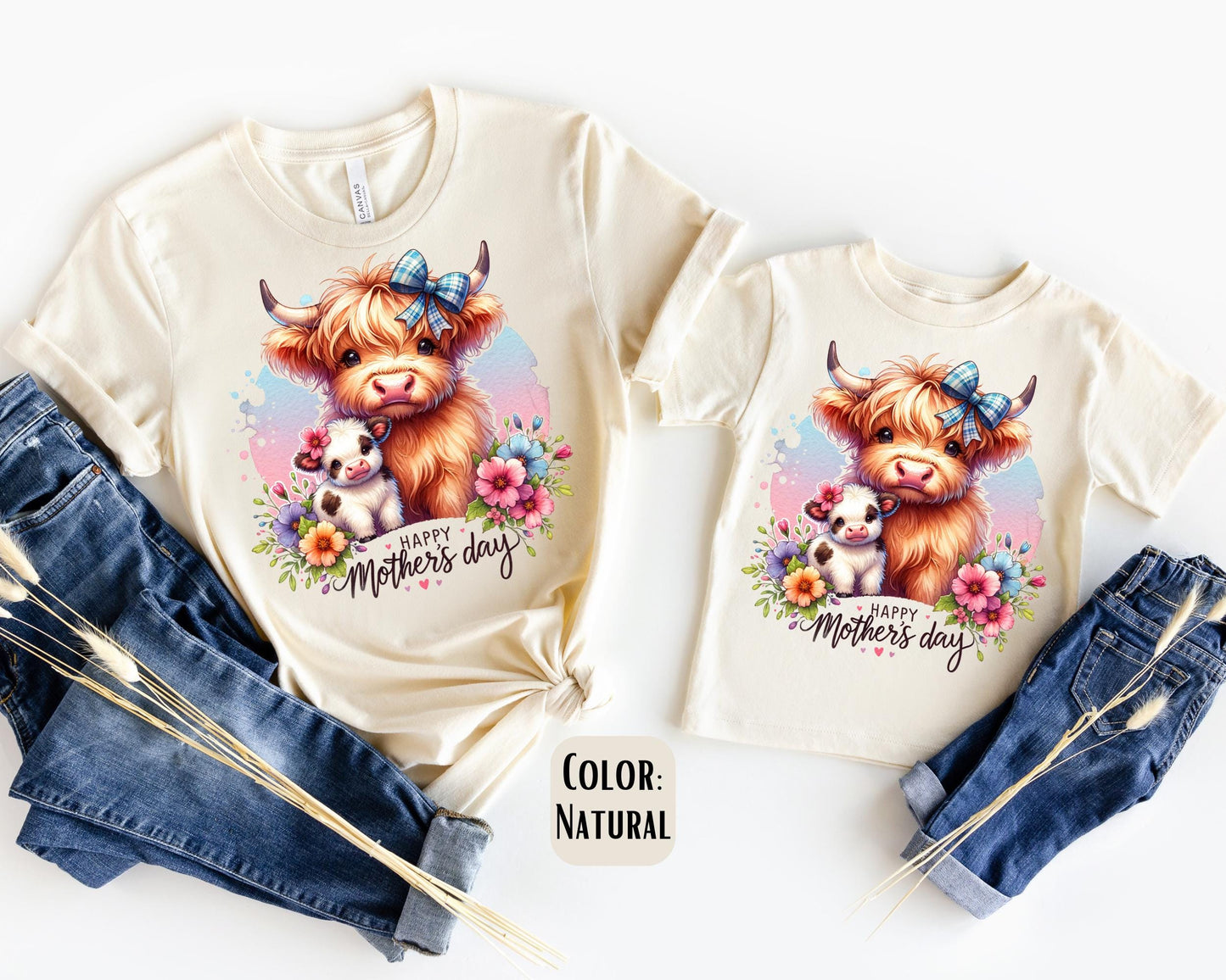 Mama Mini Cow Mother's Day Shirt, Mother's Day Gift, Matching Mommy and Me Mother's Day Cow Tee, Mama Mini Outfit, Matching Cow Shirts