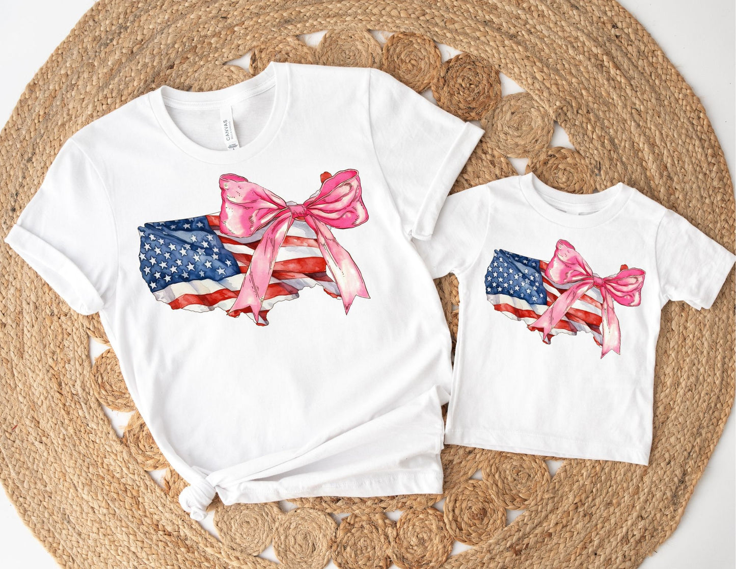 USA Bow Mommy and Me Shirts, Mom Daughter 4th of July Tees, Mommy and me 4th of July, Matching Mom and Baby, Gift for Her