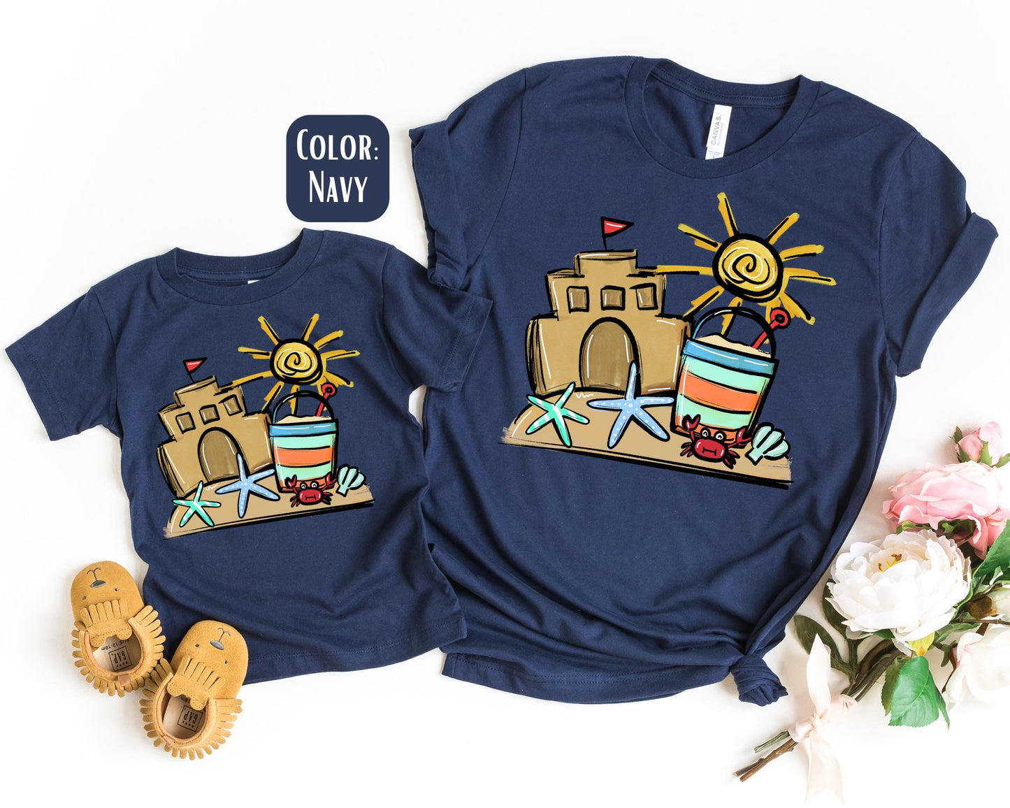 Sandcastle Beach Mama and Mini Shirts, Summer Mommy and Me tshirts, Beach Vacation Shirts, Mama Mini Set, Mama Mini Outfit, Mother's Day
