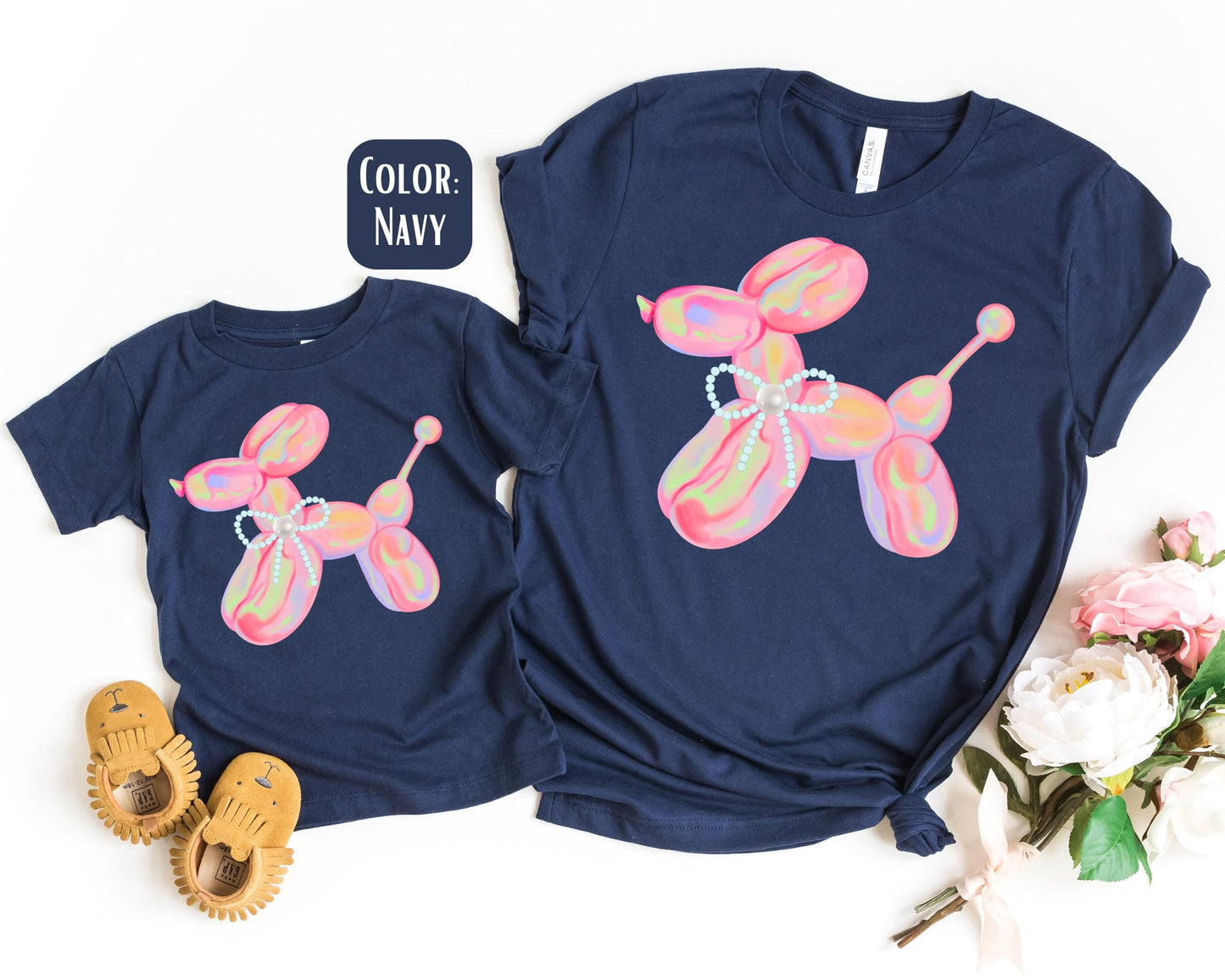 Mama Mini Preppy Balloon Shirt, Mother's Day Gift, Matching Mommy and Me Pink Dog Balloon Tee, Mother Daughter Shirts, Mama Mini Outfit