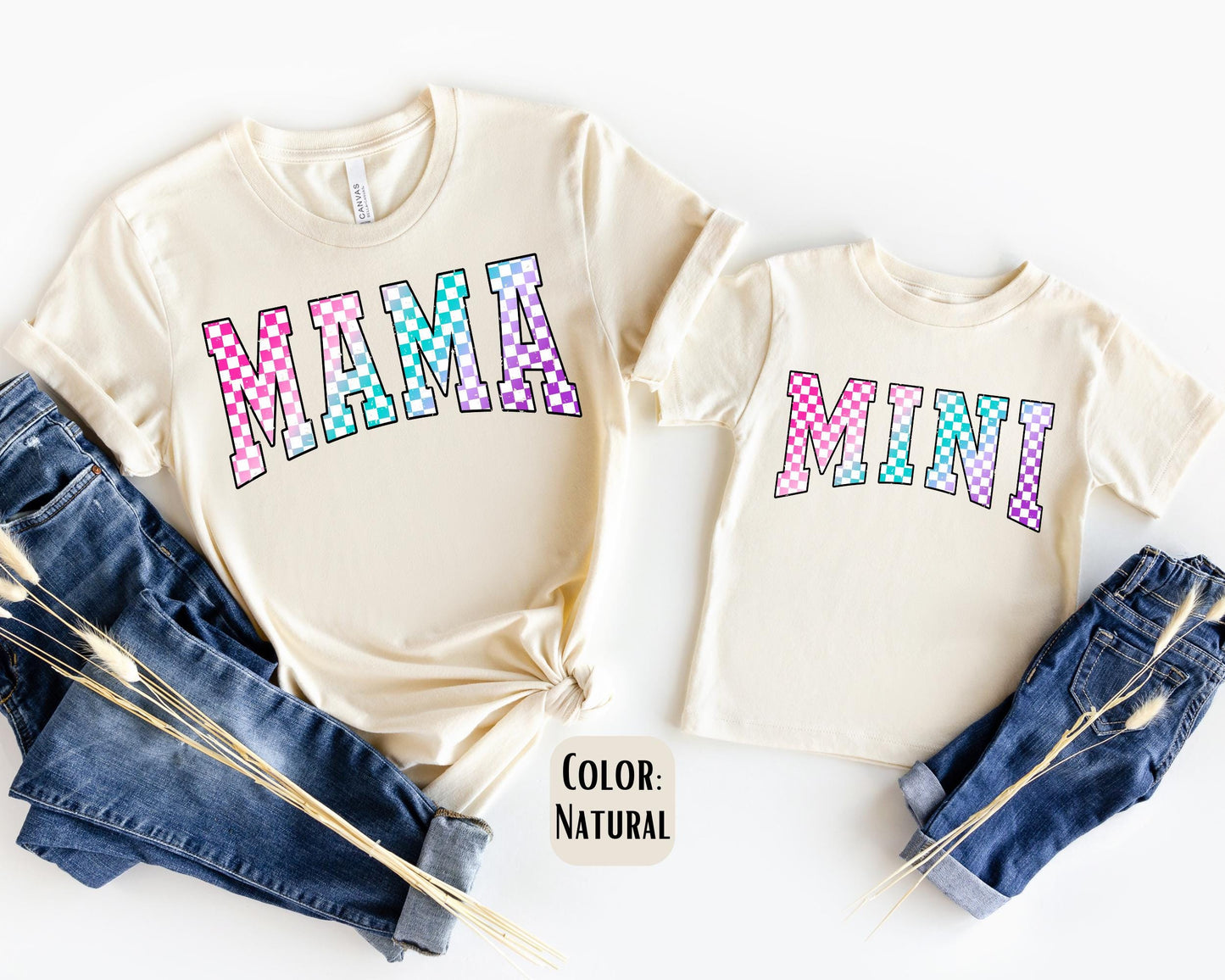 Mama Mini Checkered Shirt, Mother's Day Gift, Matching Mommy and Me Checkered Tee, Mother Daughter Shirts, Mama Mini Outfit