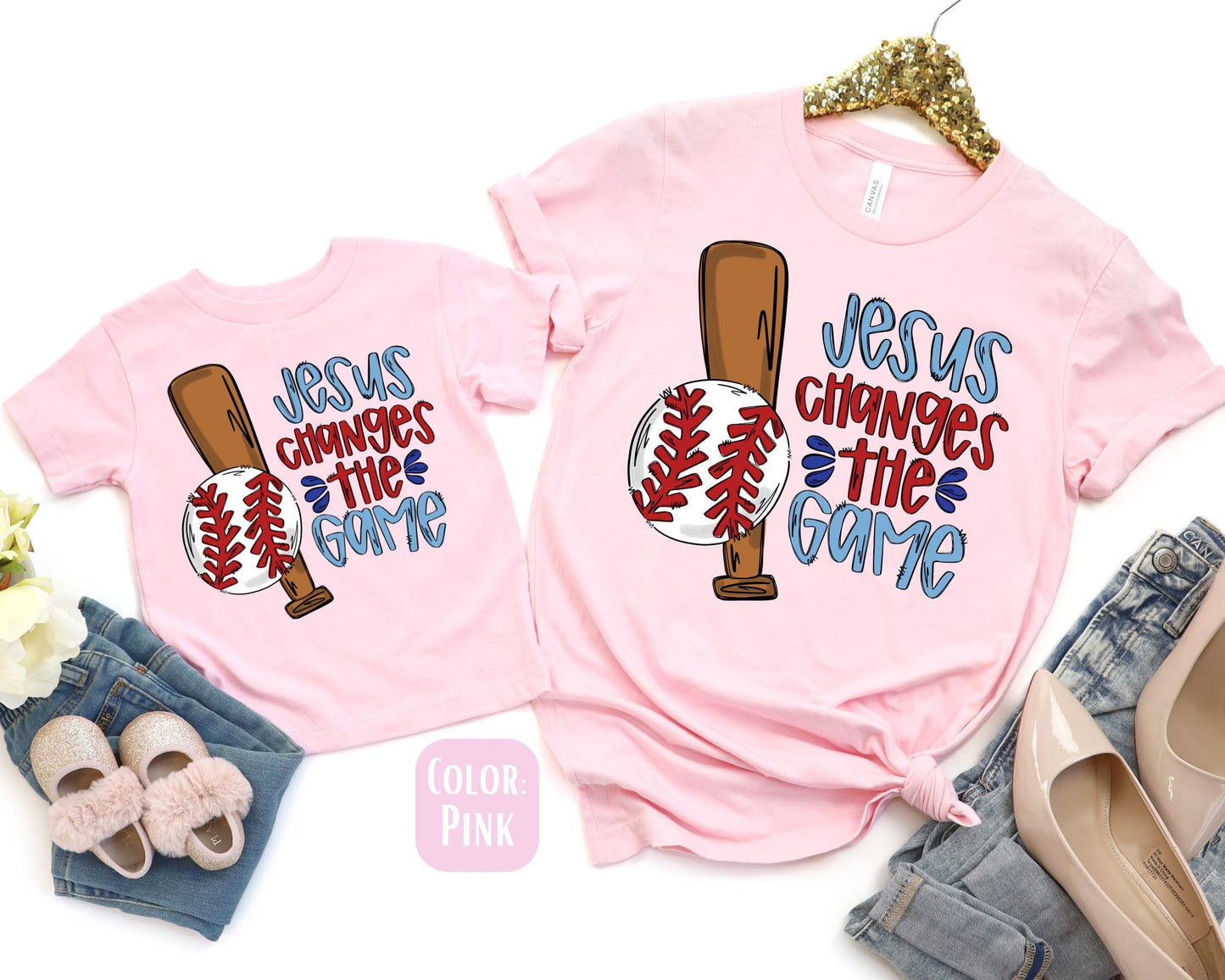 Mama Mini Jesus Changes The Game Shirt, Mother's Day Gift, Matching Mommy and Me Christian Shirt, Mama Mini Outfit, Mama Mini Jesus Tee