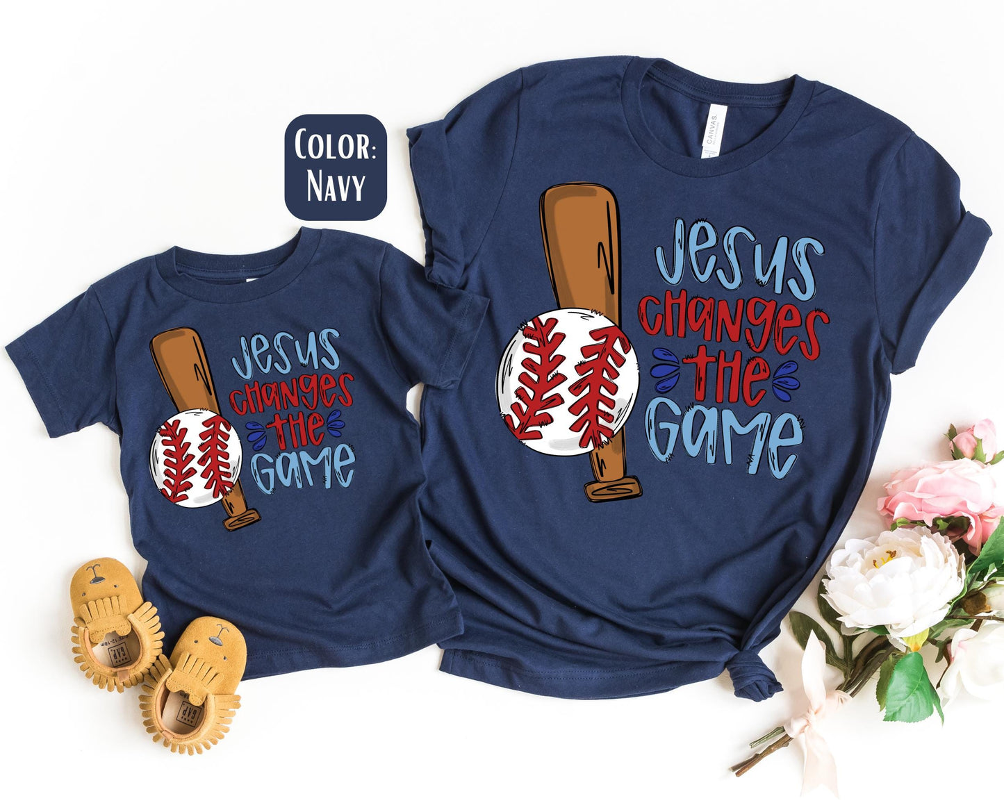 Mama Mini Jesus Changes The Game Shirt, Mother's Day Gift, Matching Mommy and Me Christian Shirt, Mama Mini Outfit, Mama Mini Jesus Tee