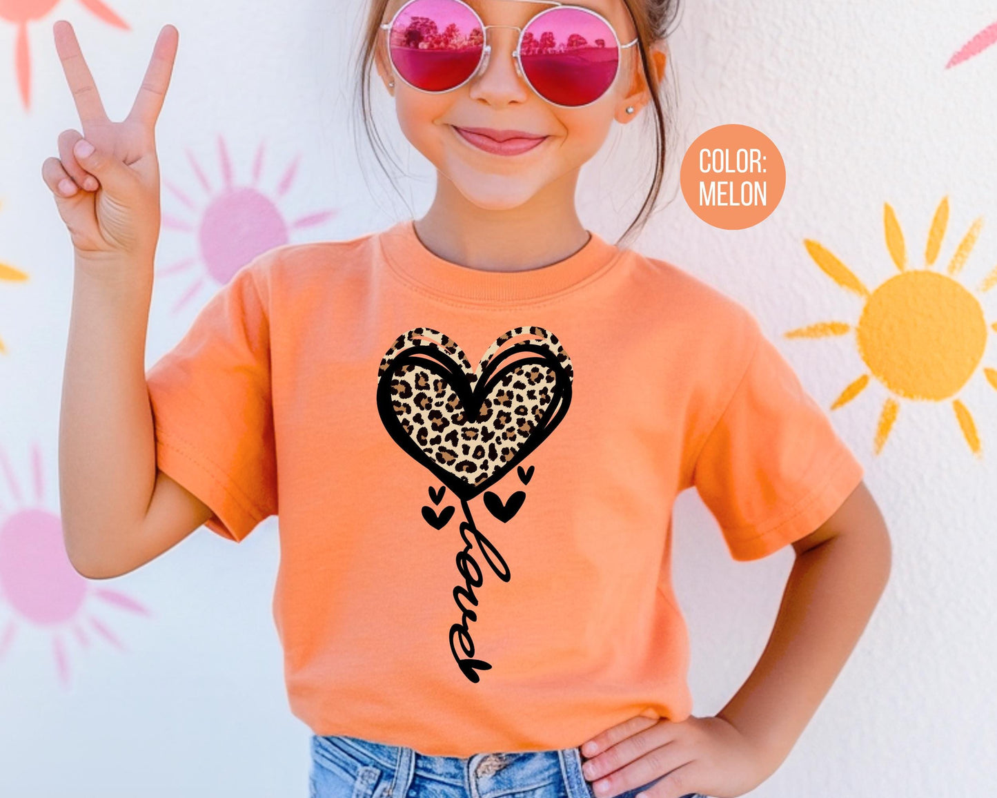Comfort Colors® Leopard Heart Love Shirt, Mommy and Me Leopard Heart Tee, Mom and Daughter Shirts, Girly Heart Shirts