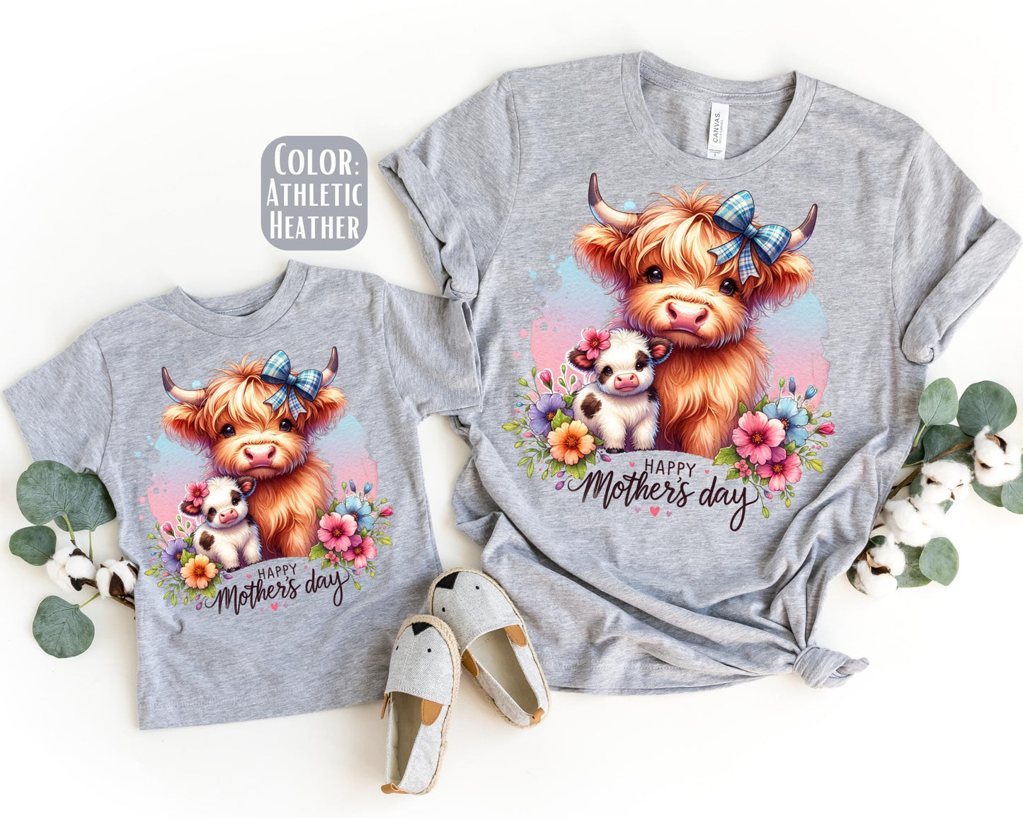 Mama Mini Cow Mother's Day Shirt, Mother's Day Gift, Matching Mommy and Me Mother's Day Cow Tee, Mama Mini Outfit, Matching Cow Shirts