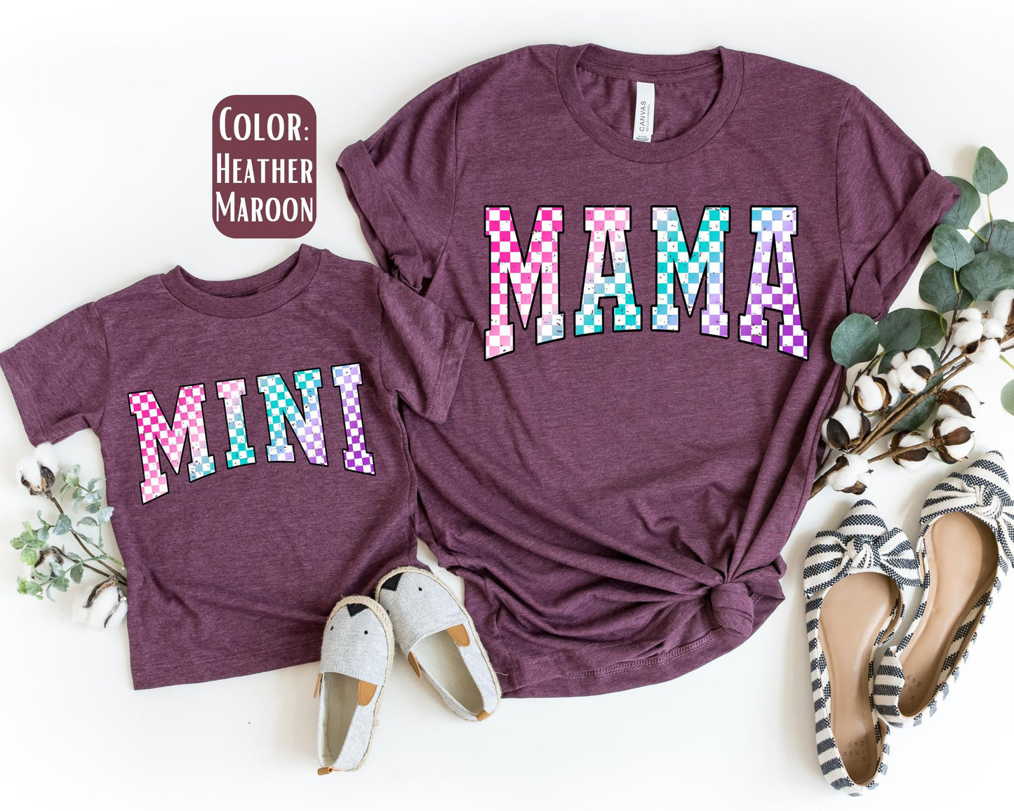 Mama Mini Checkered Shirt, Mother's Day Gift, Matching Mommy and Me Checkered Tee, Mother Daughter Shirts, Mama Mini Outfit