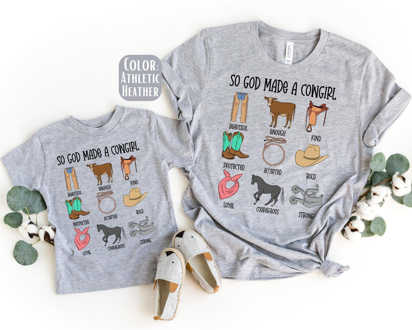 So God Made a Cowgirl Shirt, Mother's Day Gift, Cowgirl Mommy and Me Shirts, Cowgirl Mama Mini Shirts, Mother Daughter Shirts