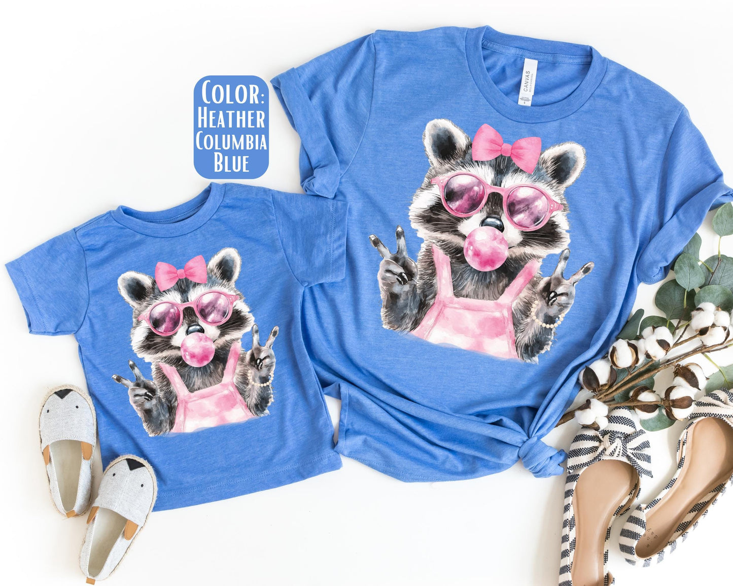 Mama Mini Bubblegum Raccoon Shirt, Mother's Day Gift, Matching Mommy and Me Raccoon Tee, Mother Daughter Shirts, Mama Mini Outfit