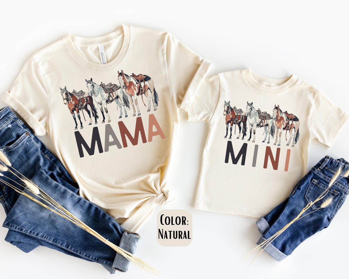Mama Mini Horse Shirt, Mother's Day Gift, Matching Mommy and Me Western Tee, Western Mommy and Me Shirts, Mama Mini Outfit