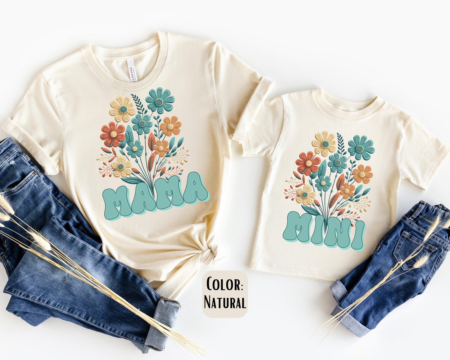 Mama Mini Floral Shirt, Mother's Day Gift, Matching Mommy and Me Floral Tee, Mother Daughter Shirts, Mama Mini Outfit