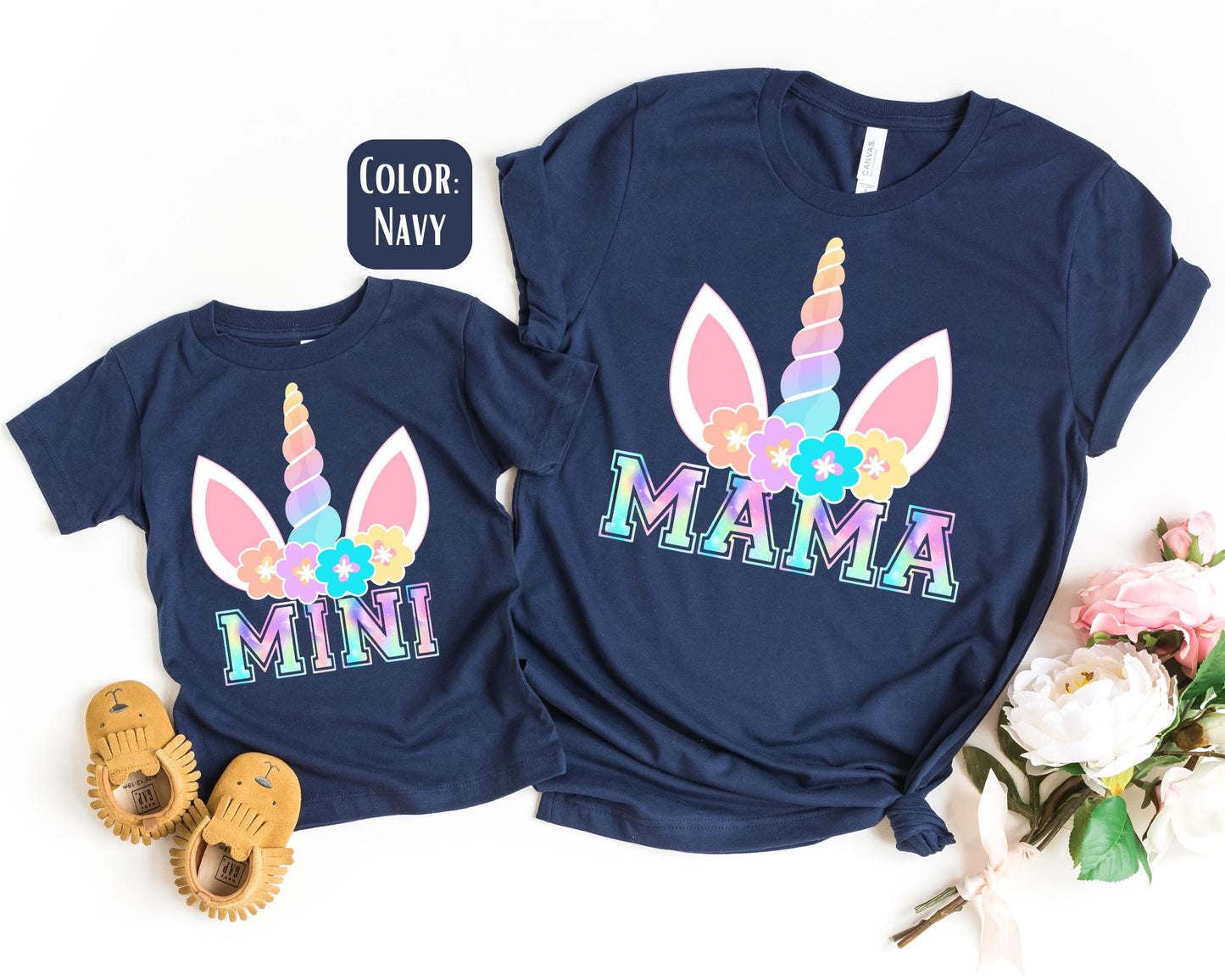 Mama Mini Rainbow Unicorn Shirt, Mother's Day Gift, Matching Mommy and Me Unicorn Tee, Mother Daughter Shirts, Mama Mini Outfit