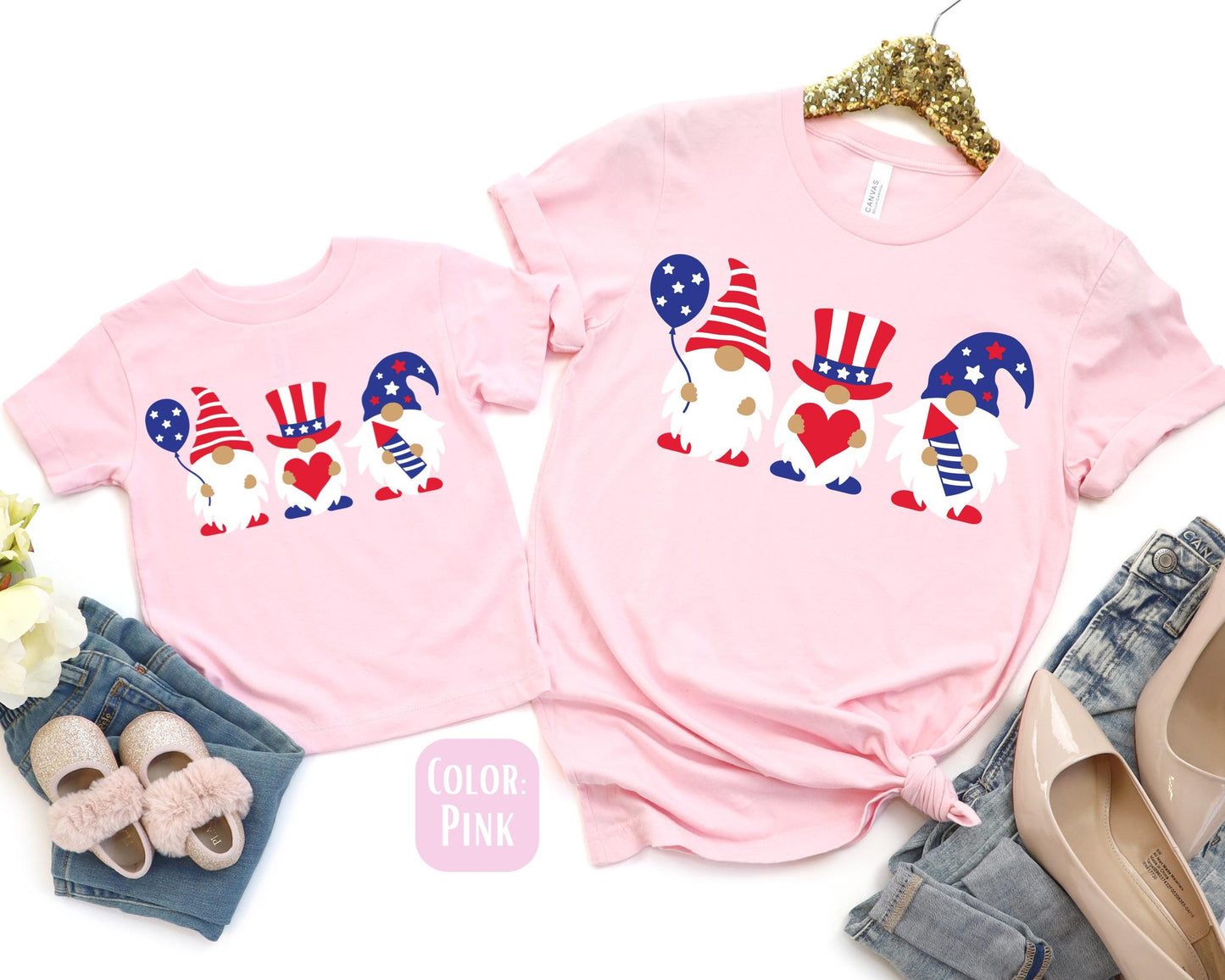 Matching July 4th Gnome Shirts, Mother's Day Gift, Matching Mommy and Me July 4th Tee, Mother Daughter, 4th of July Family Shirts