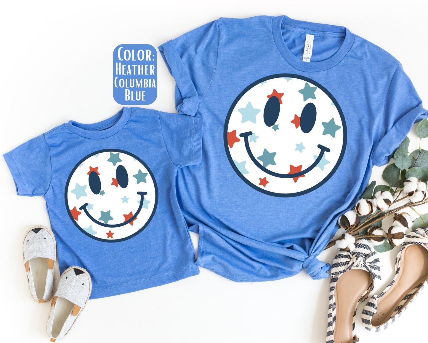 4th of July Smiley Face Mama and Mini Shirts, July 4th Mommy and Me tshirts, 4th of July Shirts, Mama Mini Set, Mama Mini Outfit