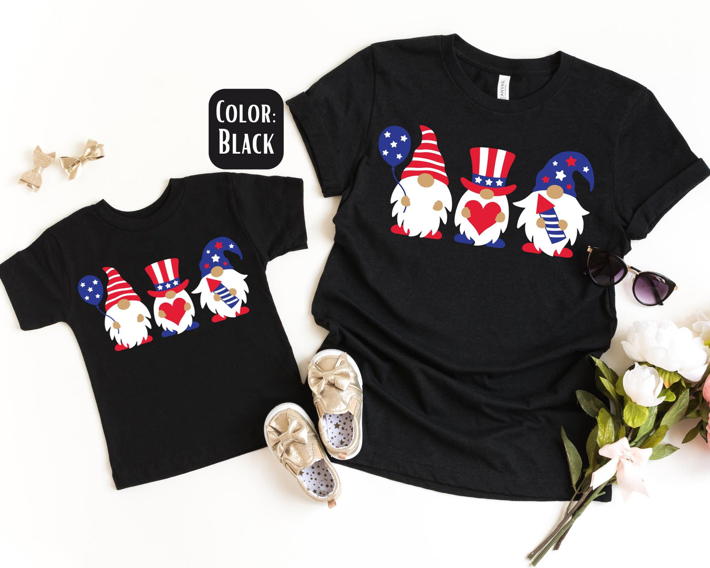 Matching July 4th Gnome Shirts, Mother's Day Gift, Matching Mommy and Me July 4th Tee, Mother Daughter, 4th of July Family Shirts