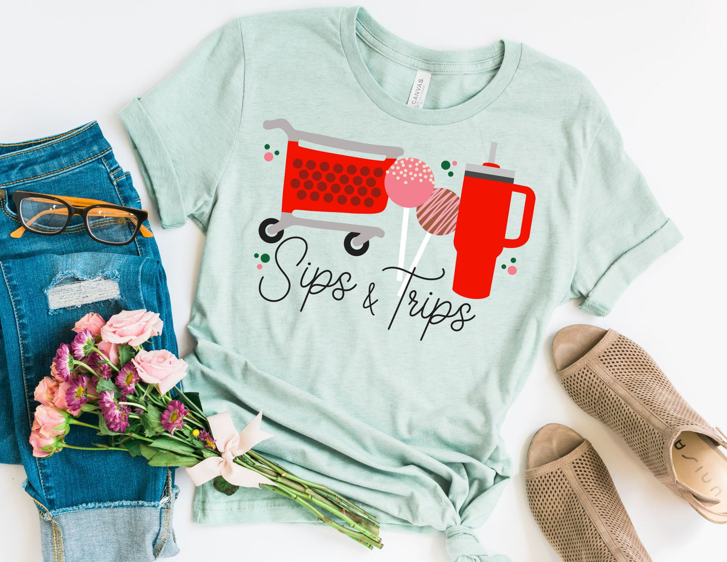 Sips and Trips Shirt - Tumbler Mom Shirt