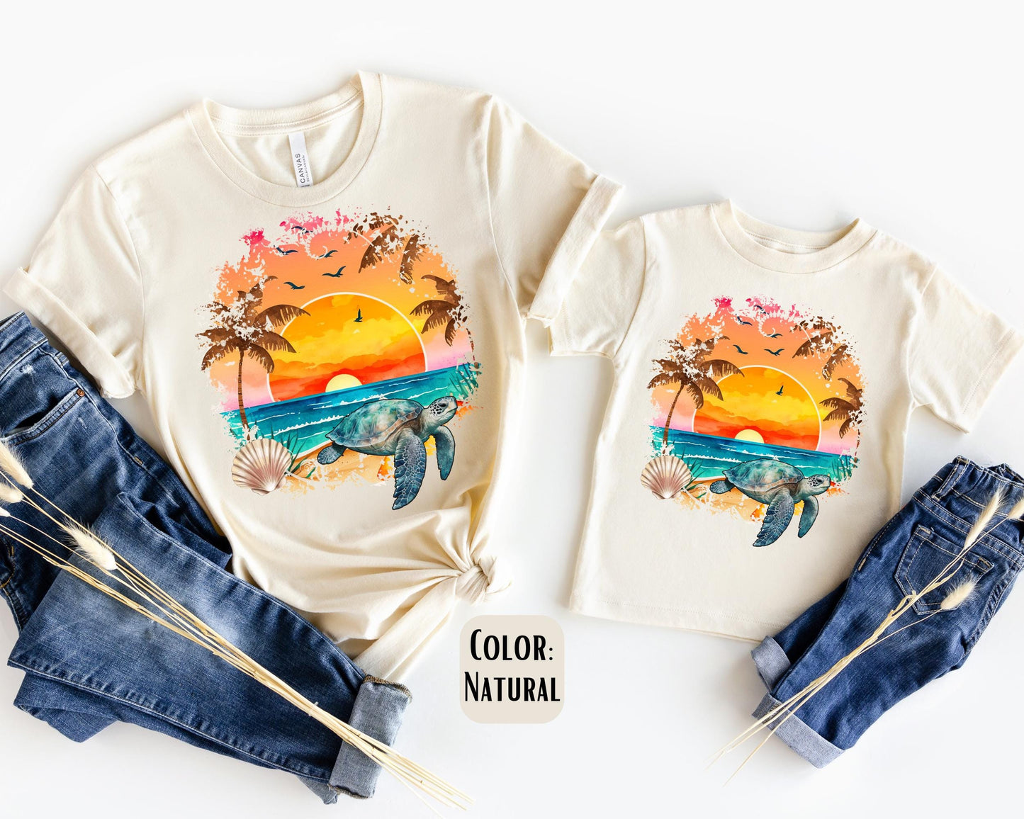 Sea Turtle Mama and Mini Shirts, Beach Mommy and Me tshirts, Beach Vacation Shirts, Mama Mini Set, Mama Mini Outfit, Mother's Day