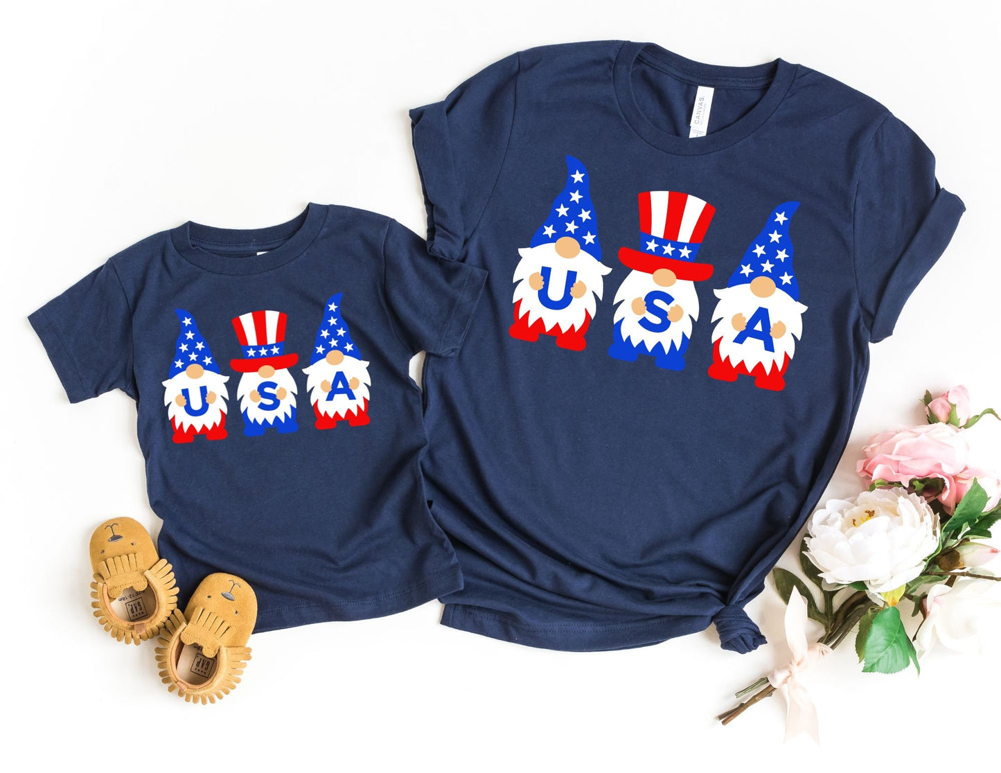 USA Gnomes Mama and Mini Shirts, Mom Daughter 4th of July Tees, Mommy and me Outfits, Matching 4th of July, America