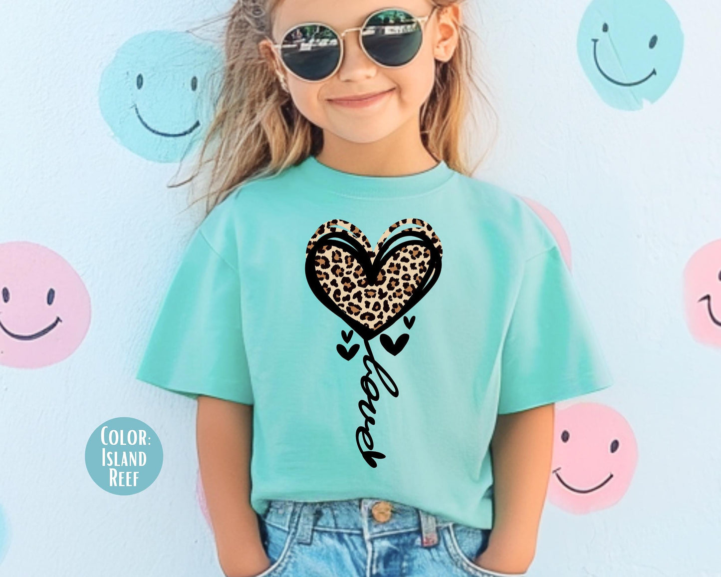 Comfort Colors® Leopard Heart Love Shirt, Mommy and Me Leopard Heart Tee, Mom and Daughter Shirts, Girly Heart Shirts