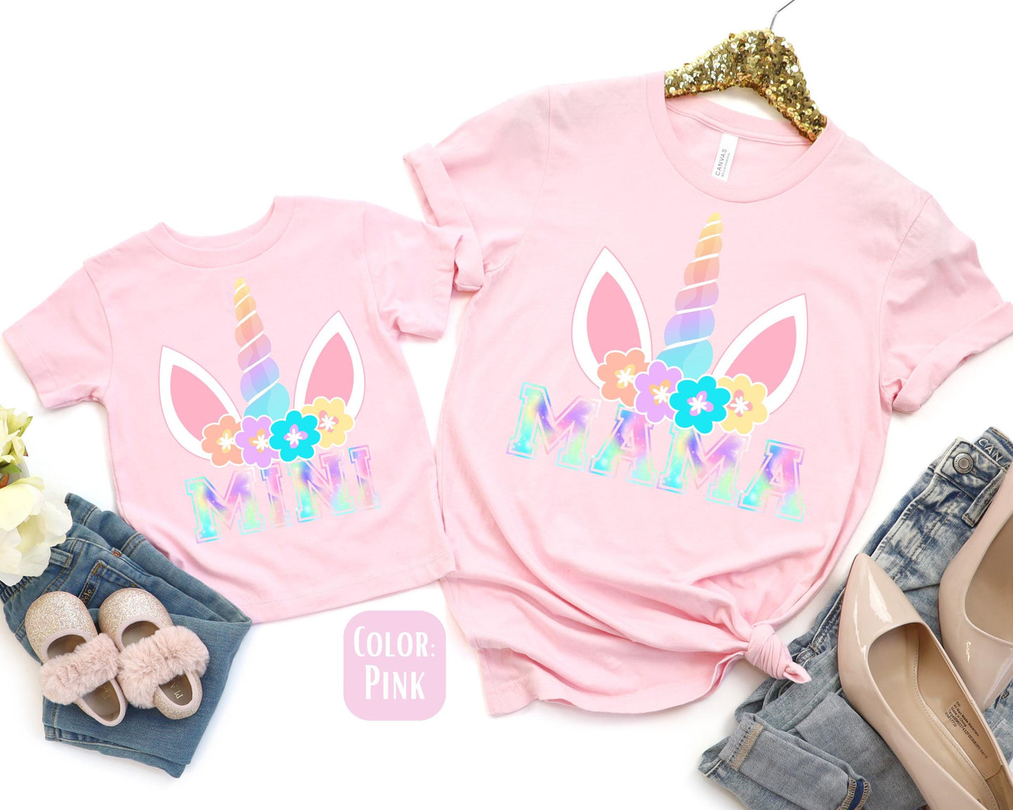 Mama Mini Rainbow Unicorn Shirt, Mother's Day Gift, Matching Mommy and Me Unicorn Tee, Mother Daughter Shirts, Mama Mini Outfit