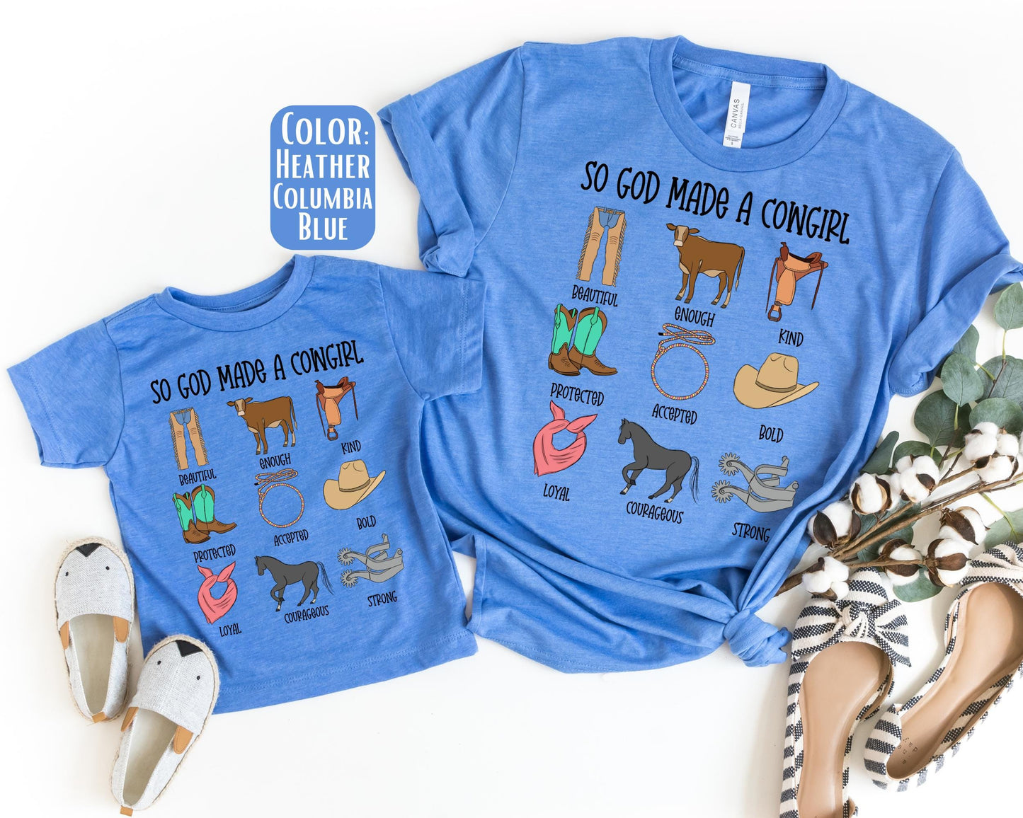 So God Made a Cowgirl Shirt, Mother's Day Gift, Cowgirl Mommy and Me Shirts, Cowgirl Mama Mini Shirts, Mother Daughter Shirts