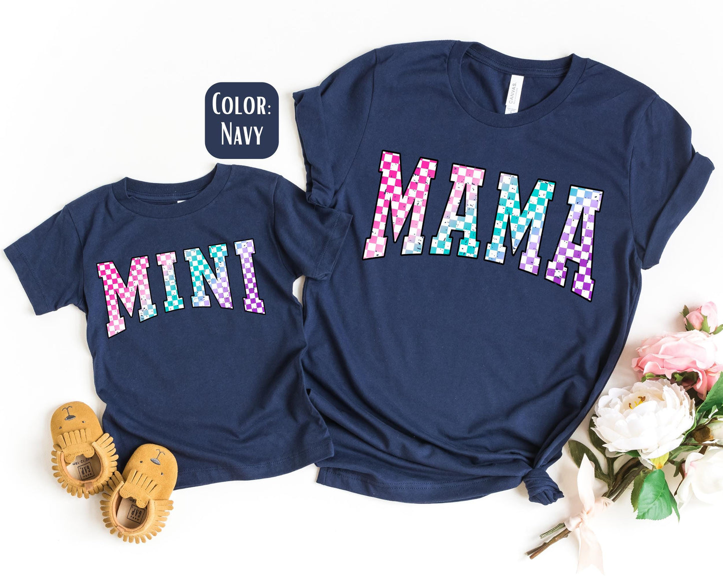 Mama Mini Checkered Shirt, Mother's Day Gift, Matching Mommy and Me Checkered Tee, Mother Daughter Shirts, Mama Mini Outfit