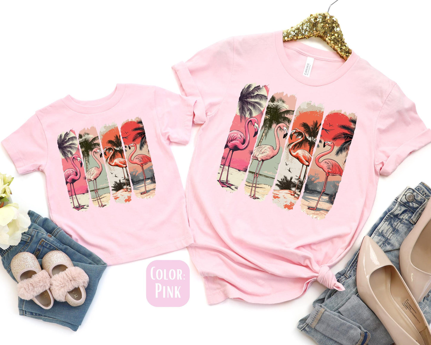 Mama Mini Pink Flamingo Shirt, Mother's Day Gift, Matching Mommy and Me Flamingo Tee, Mother Daughter Shirts, Mama Mini Outfit