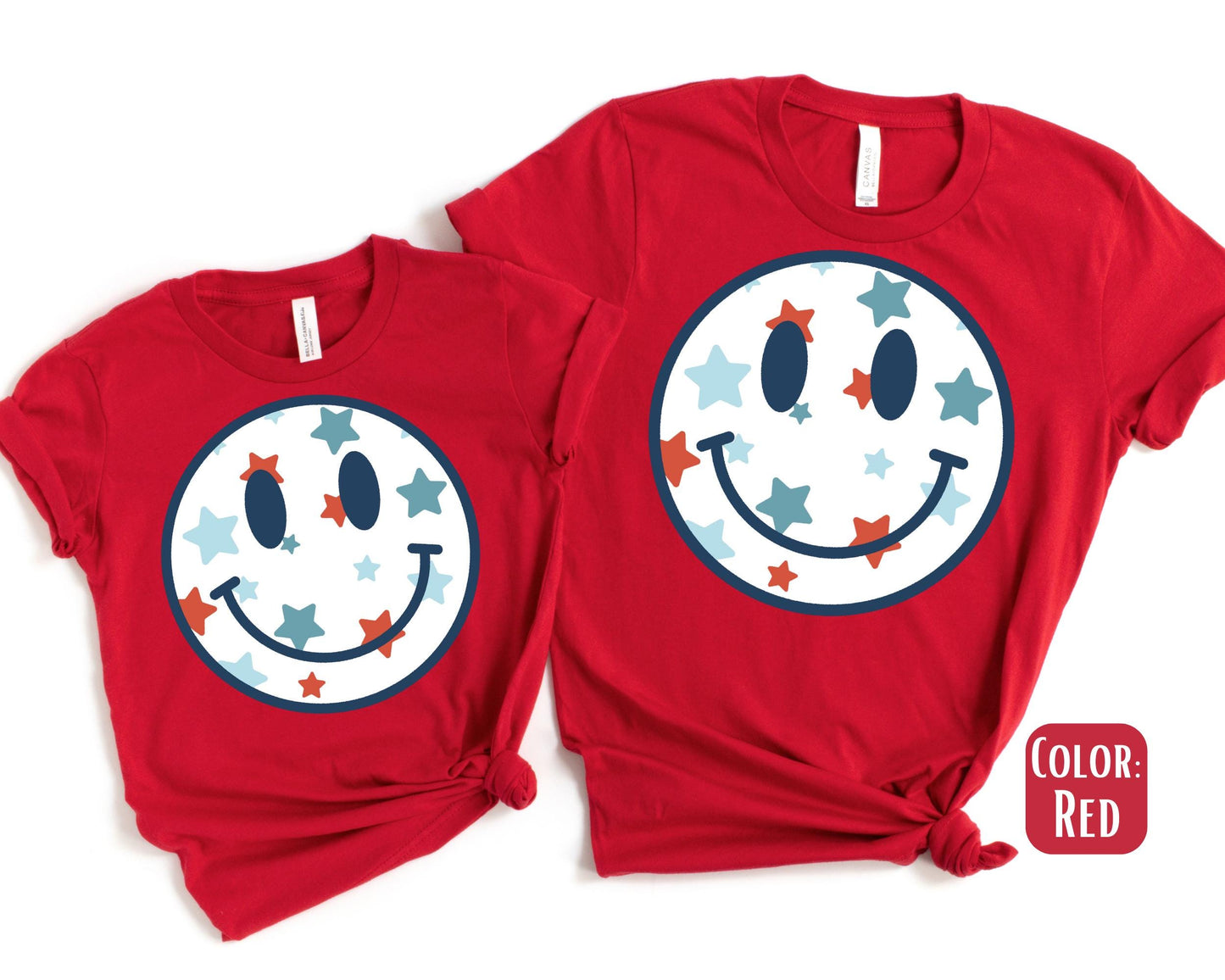 4th of July Smiley Face Mama and Mini Shirts, July 4th Mommy and Me tshirts, 4th of July Shirts, Mama Mini Set, Mama Mini Outfit