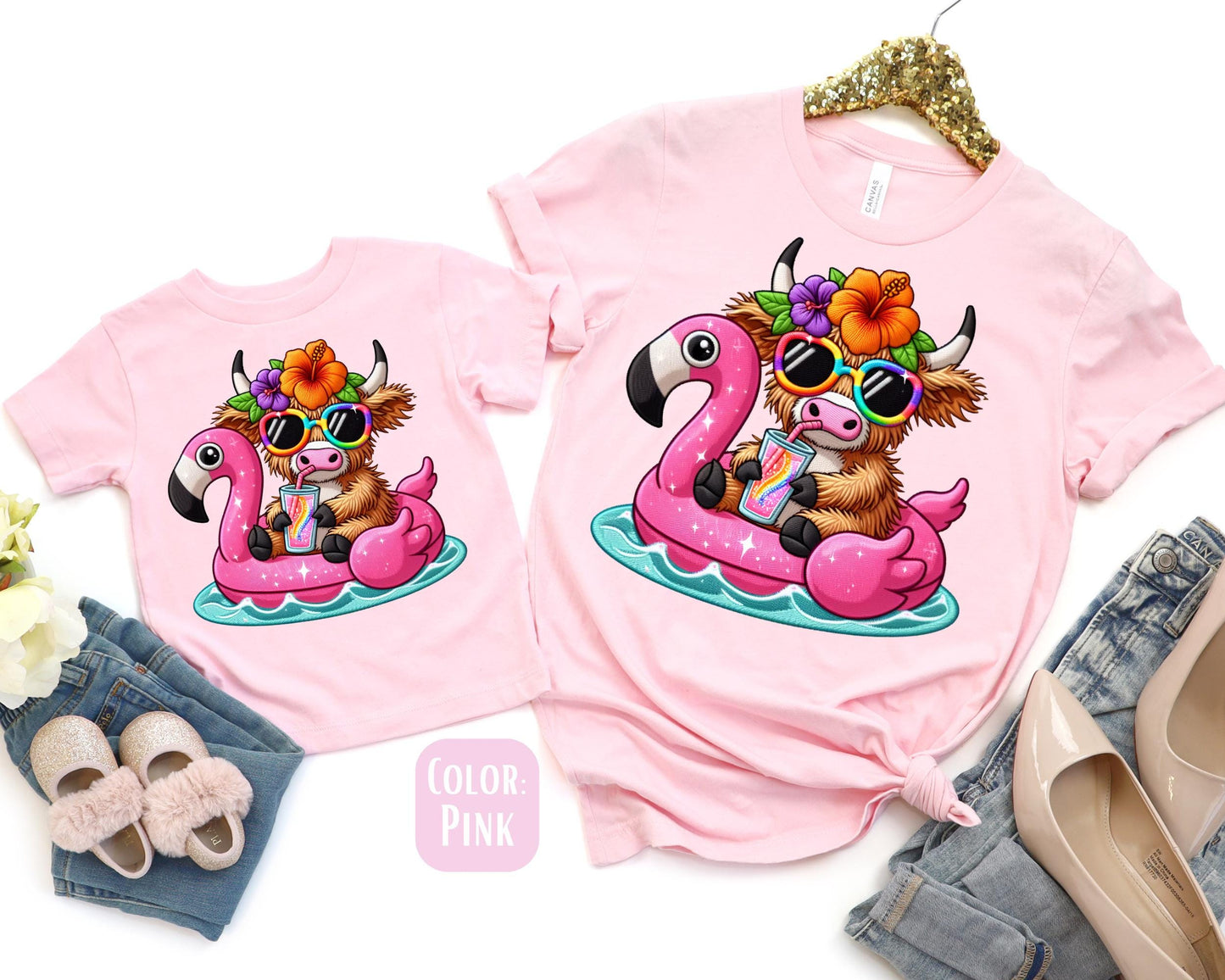 Mama Mini Summer Cow Shirt, Mother's Day Gift, Matching Mommy and Me, Matching Summer Shirts, Mother Daughter, Mama Mini Summer Outfit