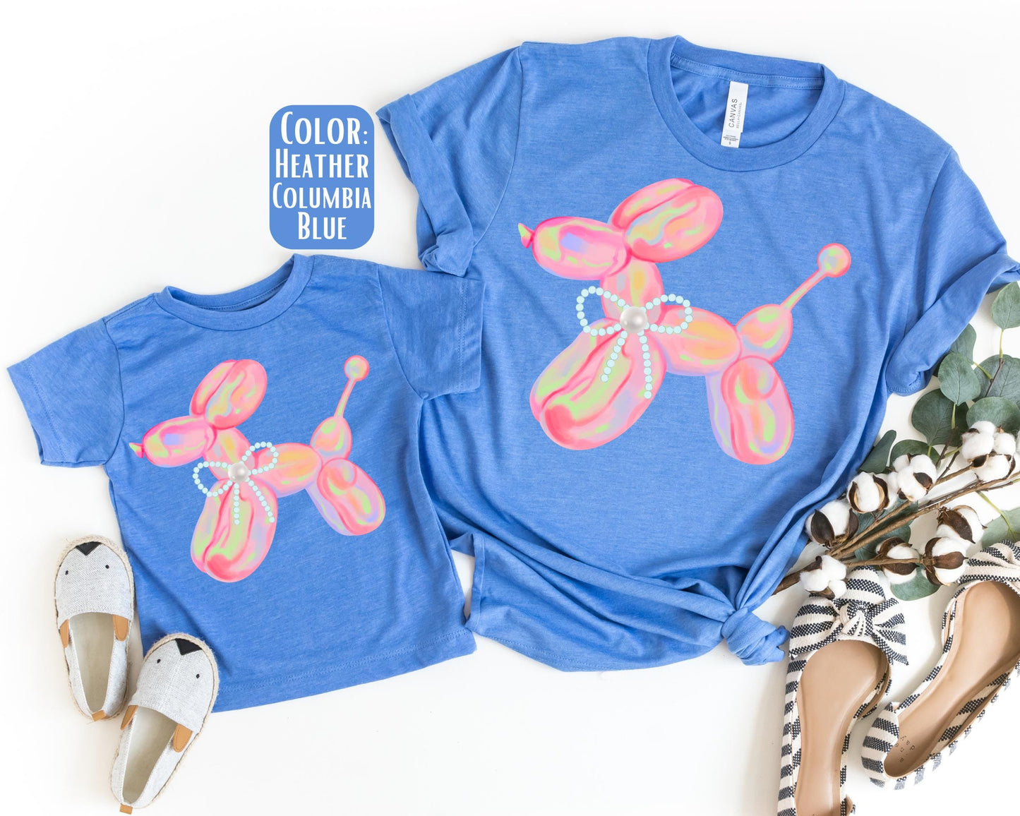 Mama Mini Preppy Balloon Shirt, Mother's Day Gift, Matching Mommy and Me Pink Dog Balloon Tee, Mother Daughter Shirts, Mama Mini Outfit