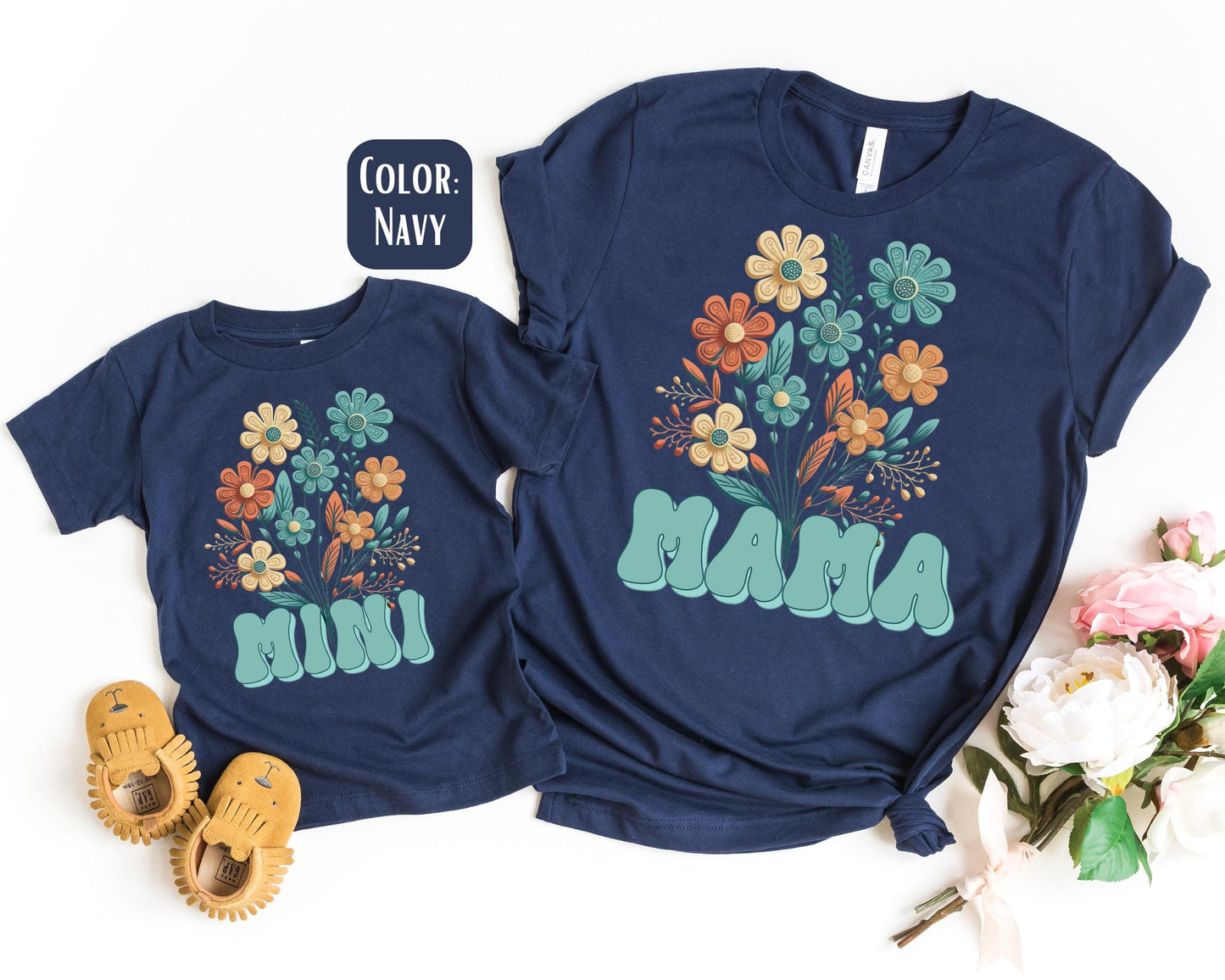 Mama Mini Floral Shirt, Mother's Day Gift, Matching Mommy and Me Floral Tee, Mother Daughter Shirts, Mama Mini Outfit