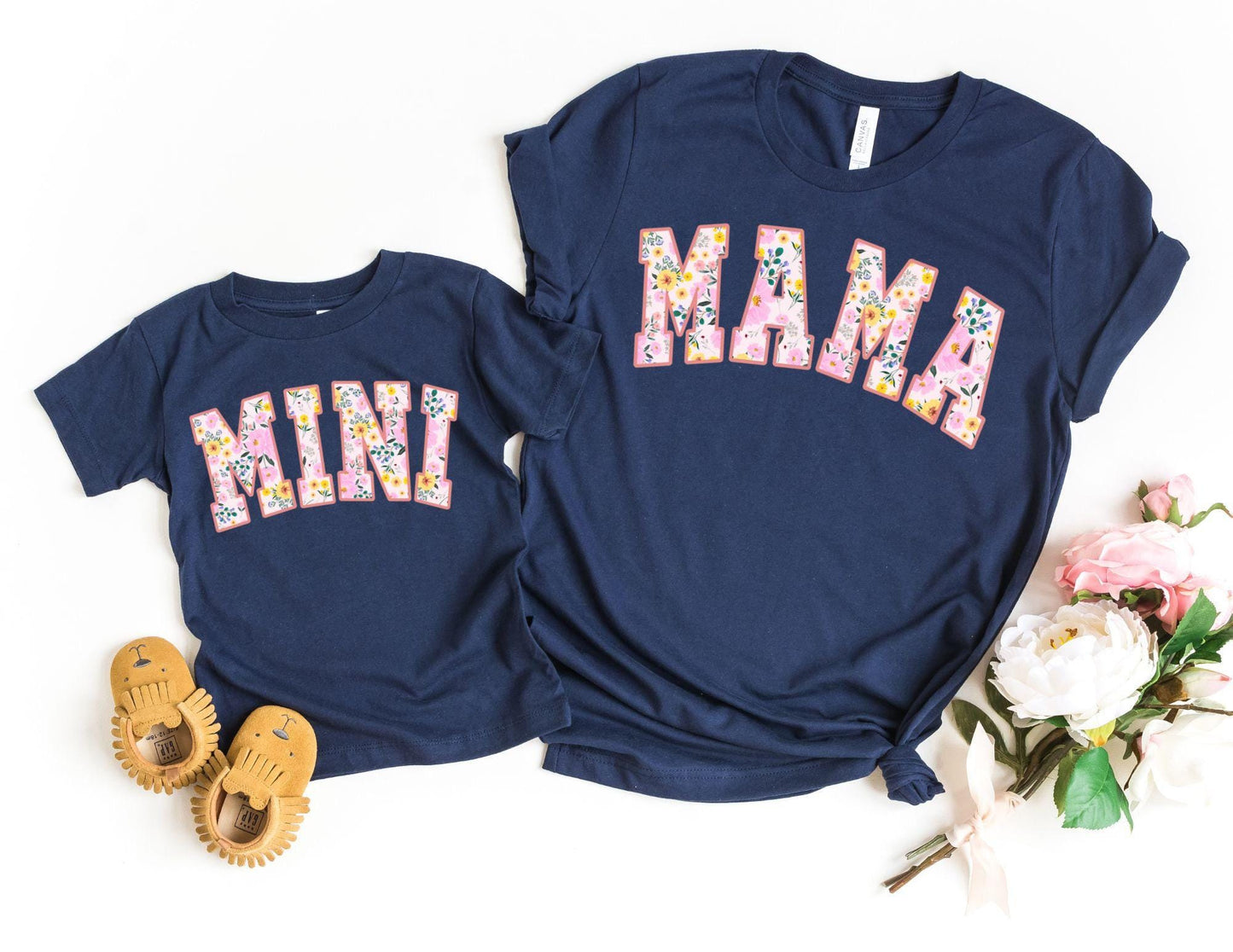 Mama Mini Pink Floral Shirt, Mother's Day Gift, Matching Mommy and Me Pink Tee, Mother Daughter Shirts, Mama Mini Outfit