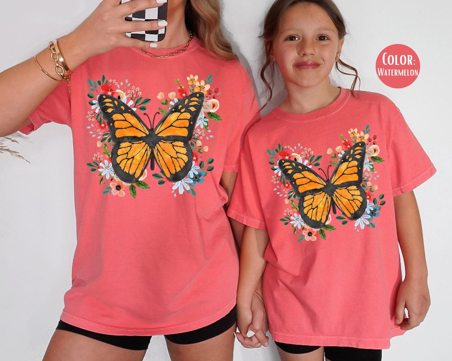 Comfort Colors® Mama Mini Floral Butterfly Shirt, Matching Mommy and Me Butterfly Tees, Mother Daughter Shirts, Mothers Day Gift