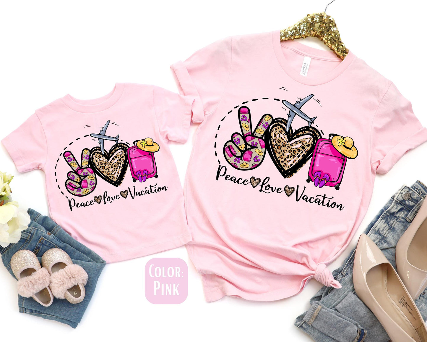 Peace Love Vacation Mama and Mini Shirts, Vacation Mommy and Me tshirts, Family Shirts, Mama Mini Set, Mama Mini Outfit, Mother's Day