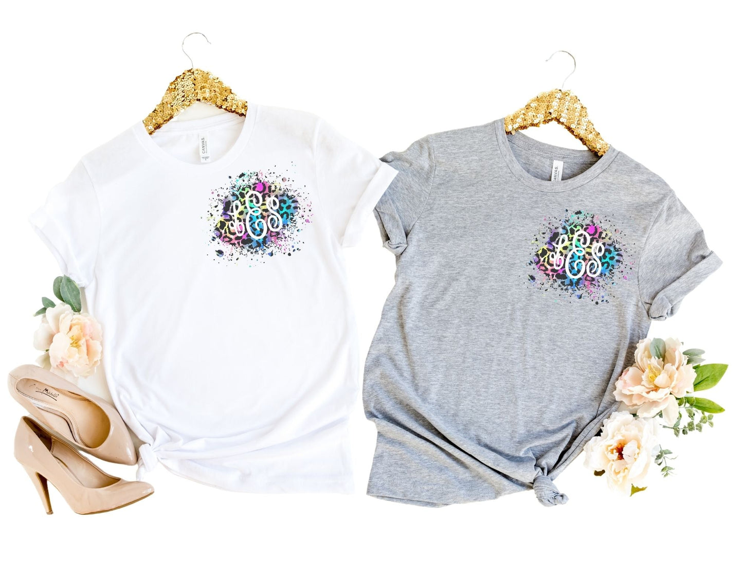 Rainbow Leopard Monogram Shirt - Leopard Monogrammed Shirt