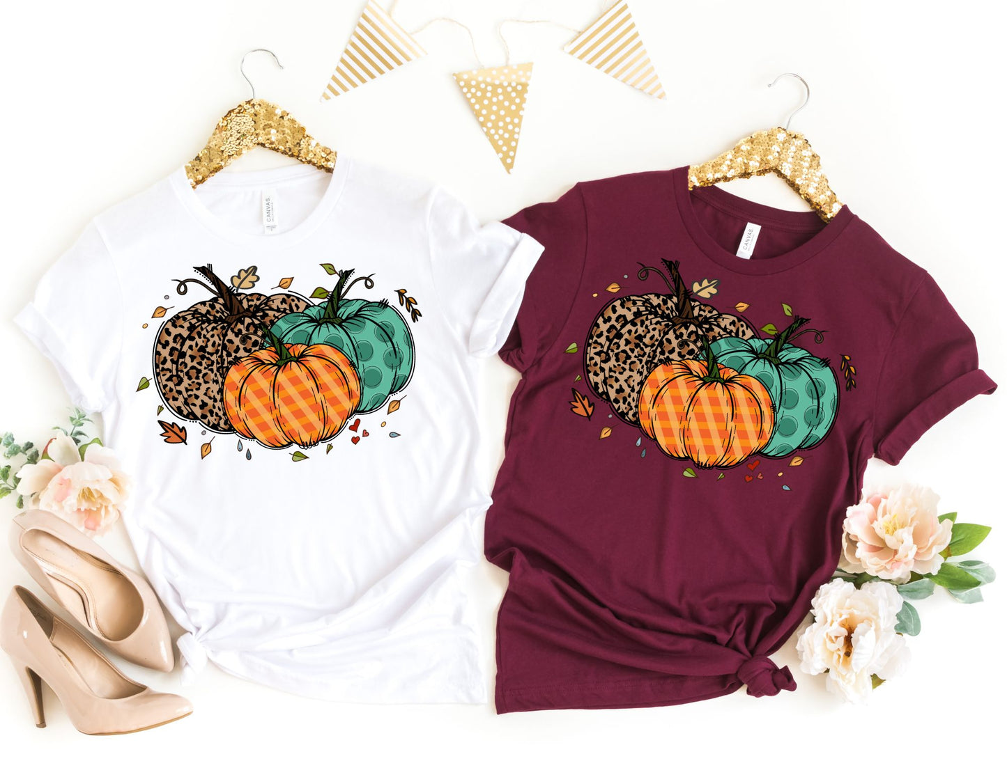 Fall Pumpkins with Leaves Shirt - Fall Shirt