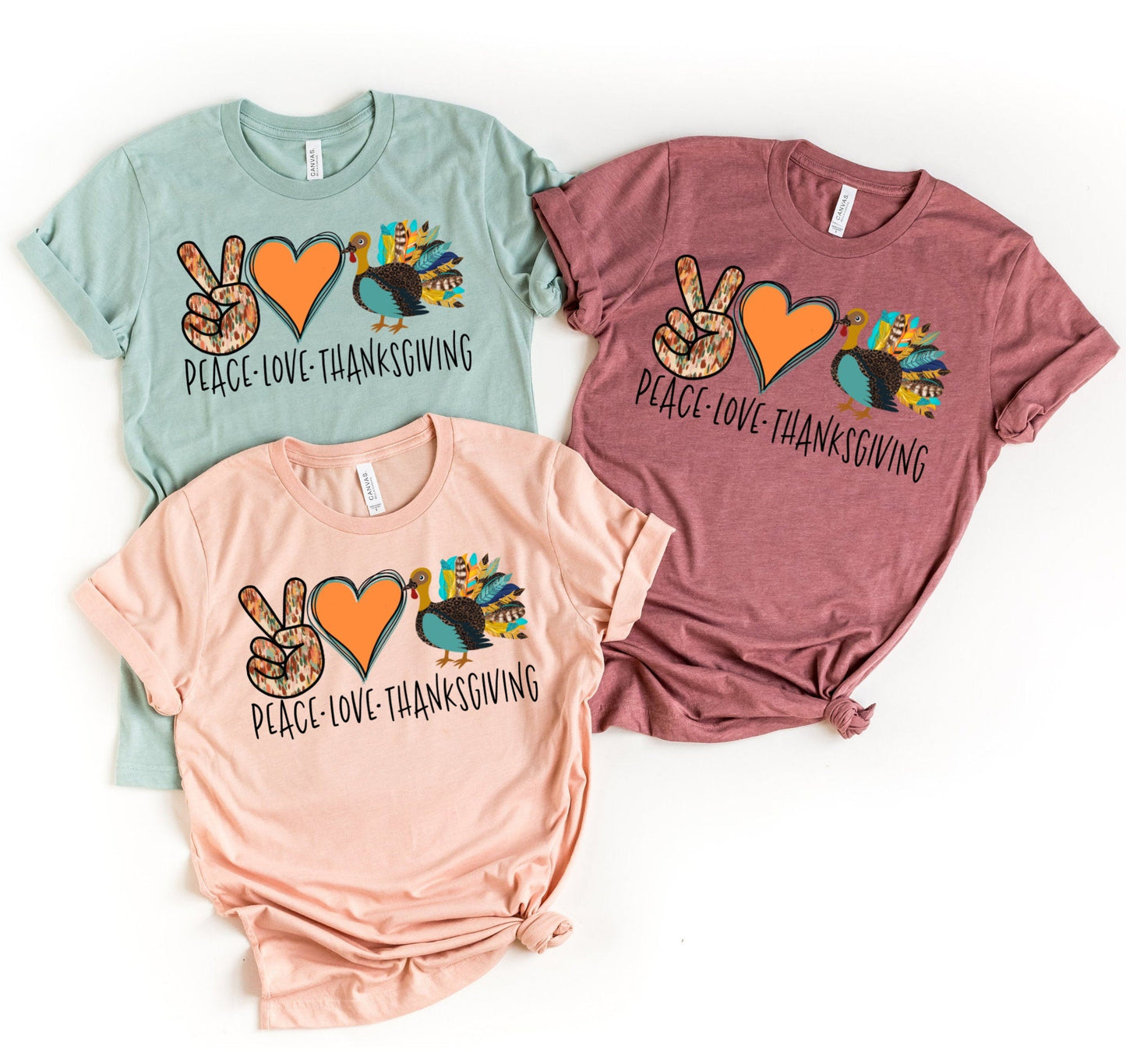 Peace Love Thanksgiving Shirt - Fall Pumpkin T-Shirt